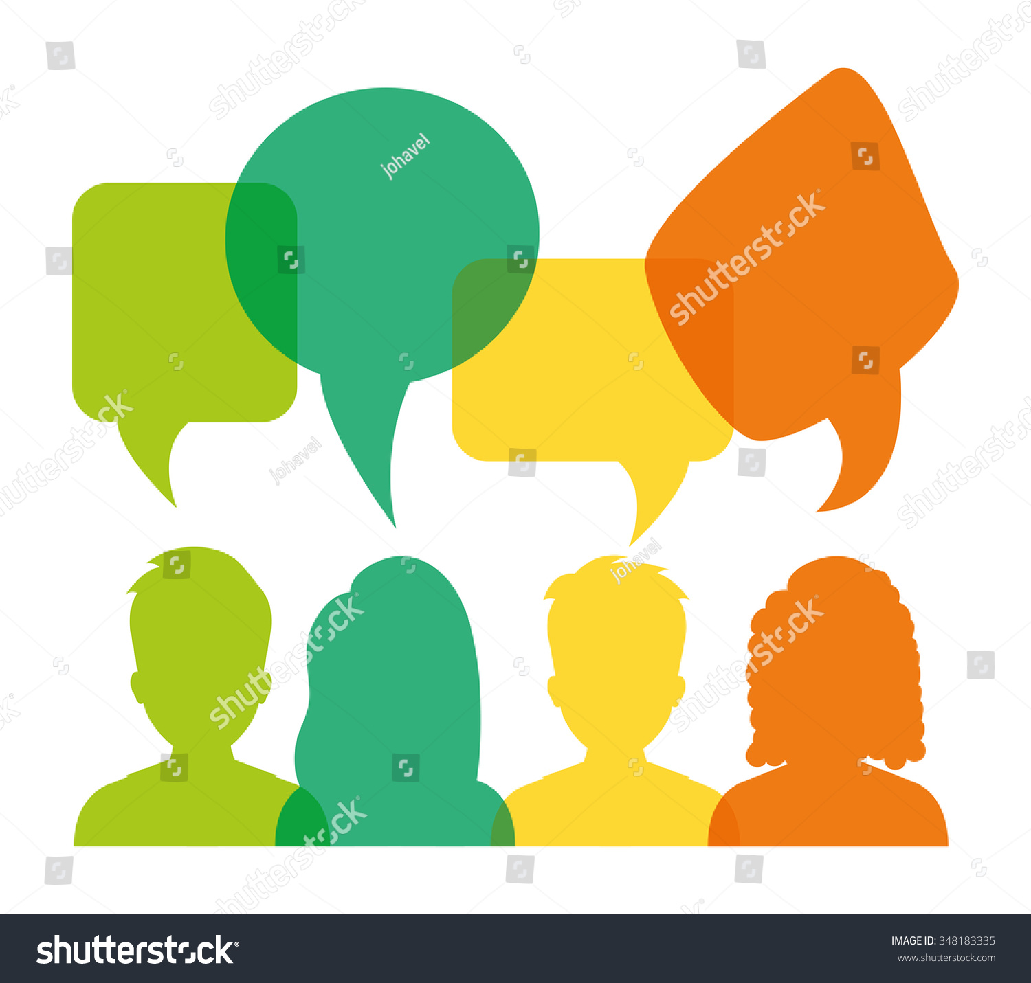 People Icon Silhouettes Colorful Voice Bubbles Stock Vector (Royalty ...