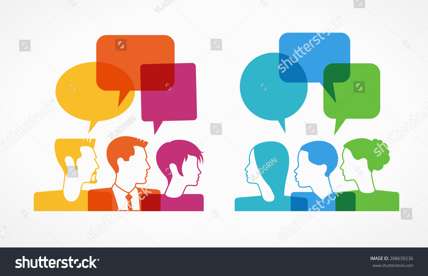 SVG of people icons with colorful dialog speech bubbles . This image contains transparency.   svg
