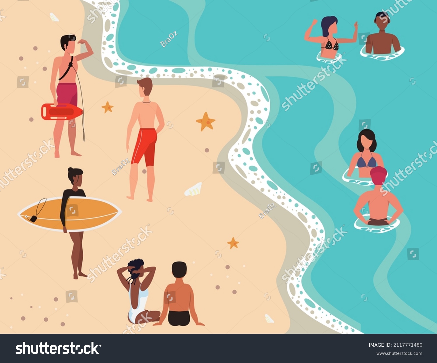 People Beach Background Clipart Stock Vector (Royalty Free) 2117771480 ...