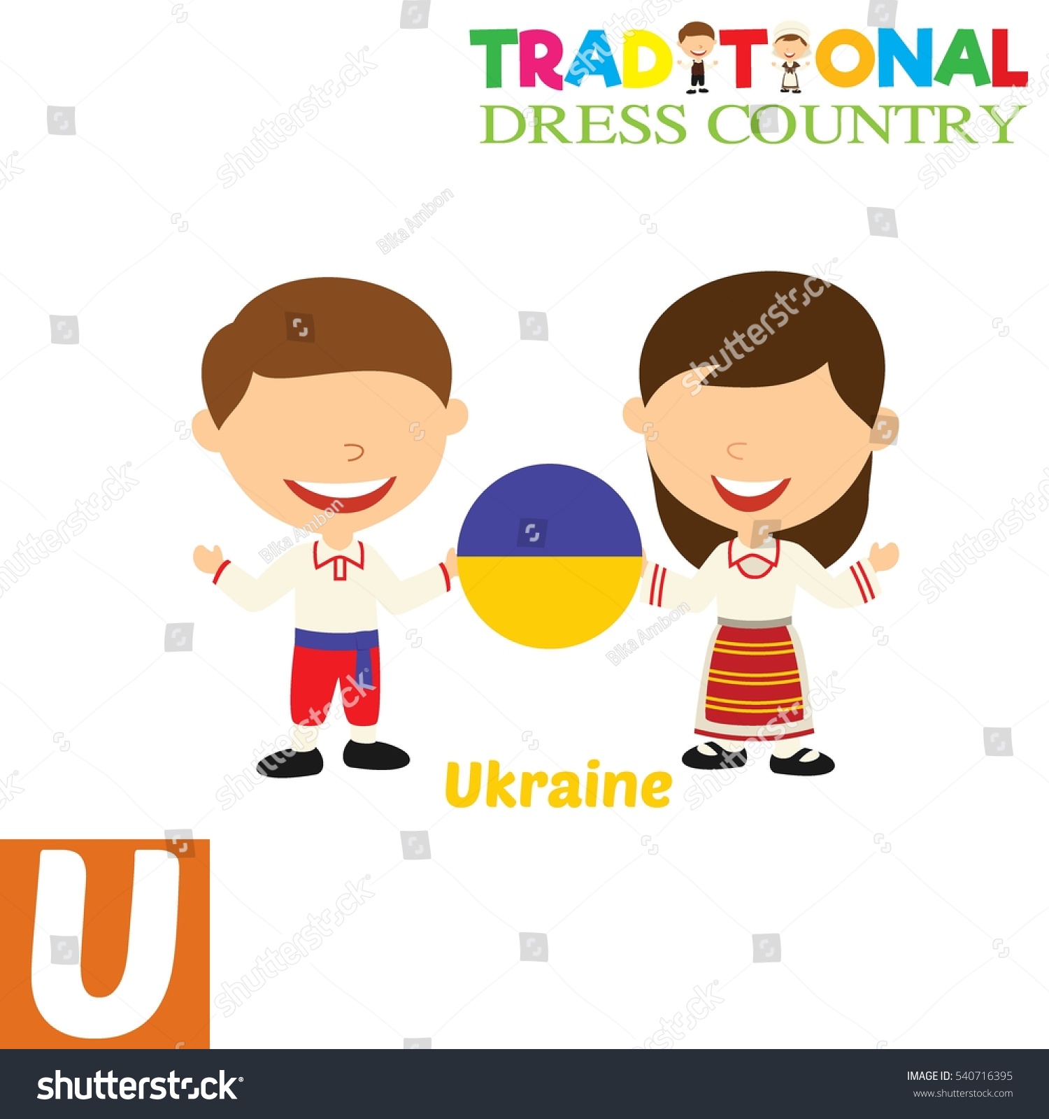 People Traditional Dress Country Alphabet U Stock Vector (Royalty Free