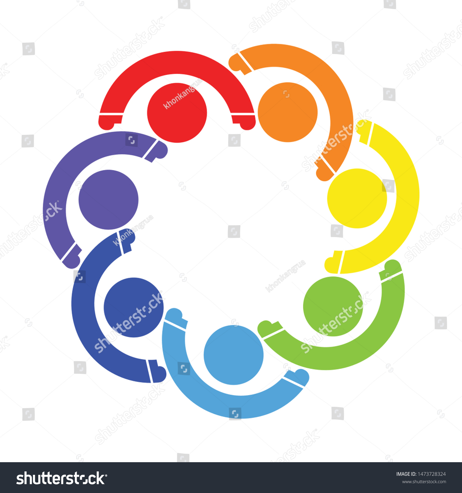 People LogoGroup Teamwork Symbol Of Seven Personsholding Hands Stock