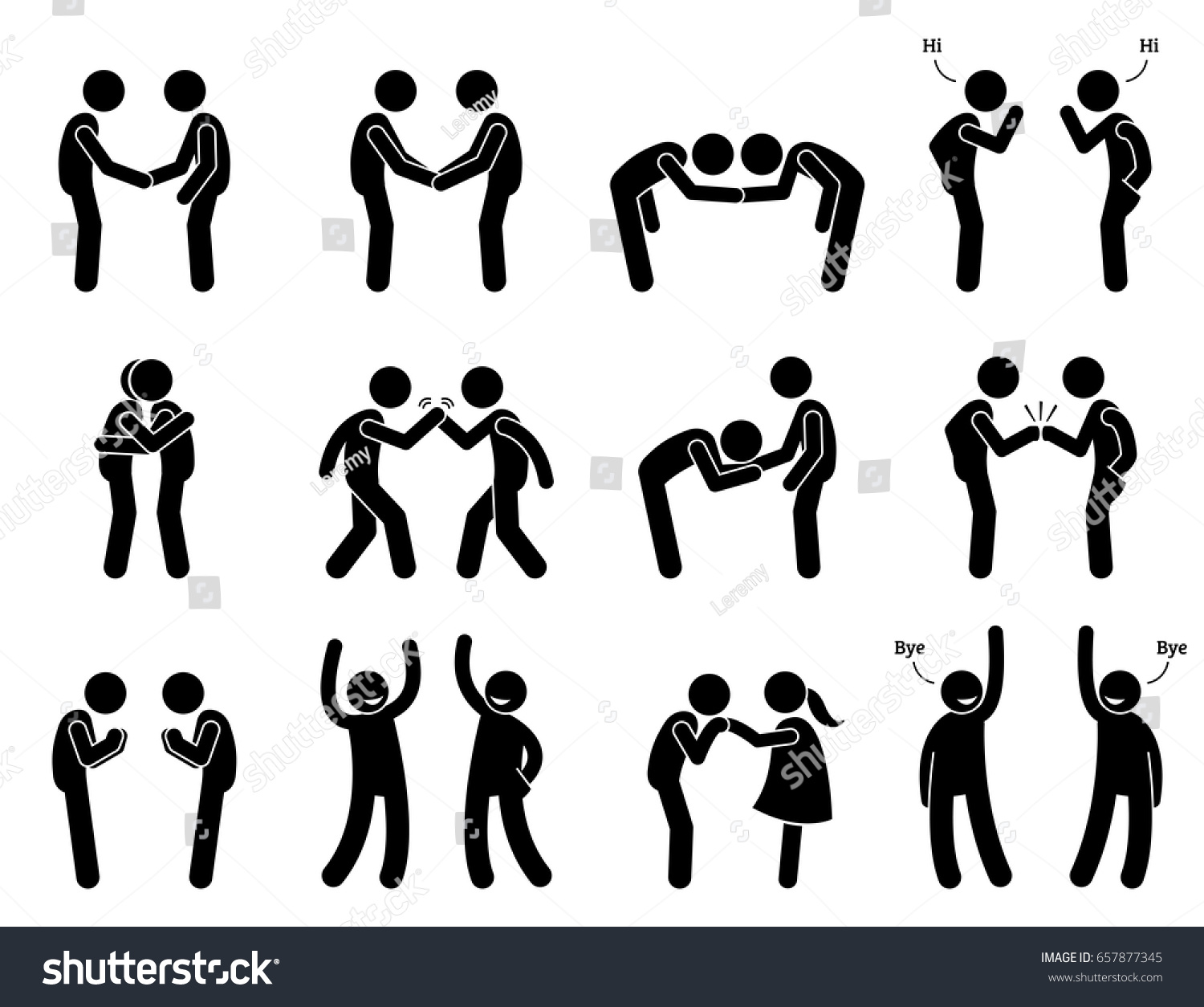 people-meeting-greeting-gestures-etiquette-artwork-stock-vector
