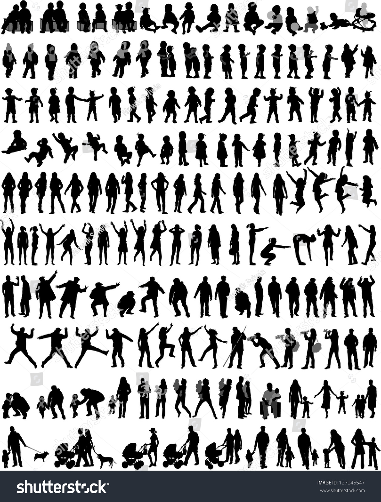 People Mix Silhouettes Vector Work Stock Vector (Royalty Free) 127045547