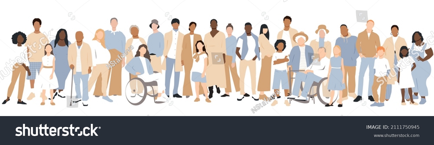 SVG of People of different ages and ethnicities stand side by side. svg