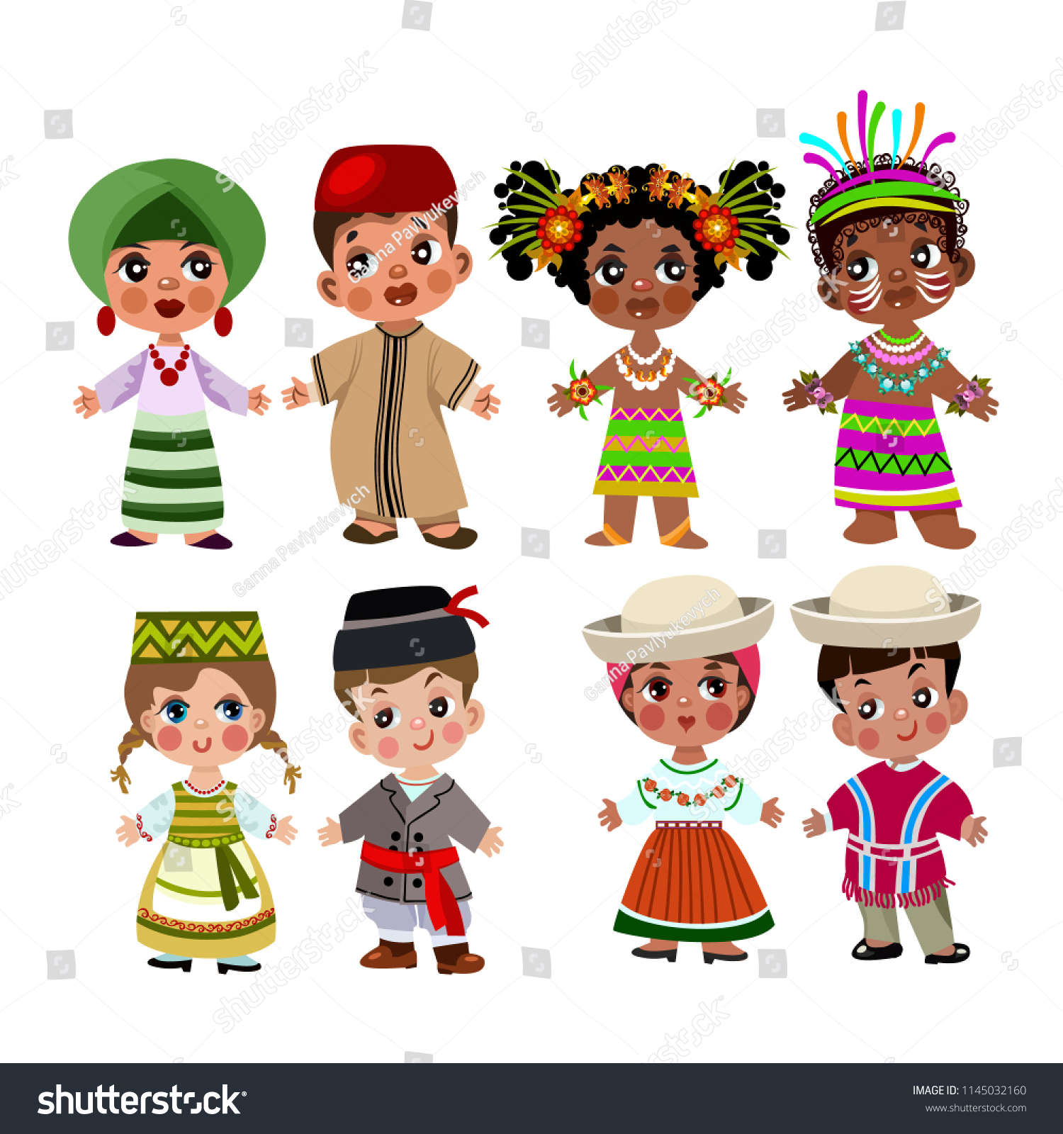 People Different Nationalities Traditional Dress Vector Stock-vektor ...