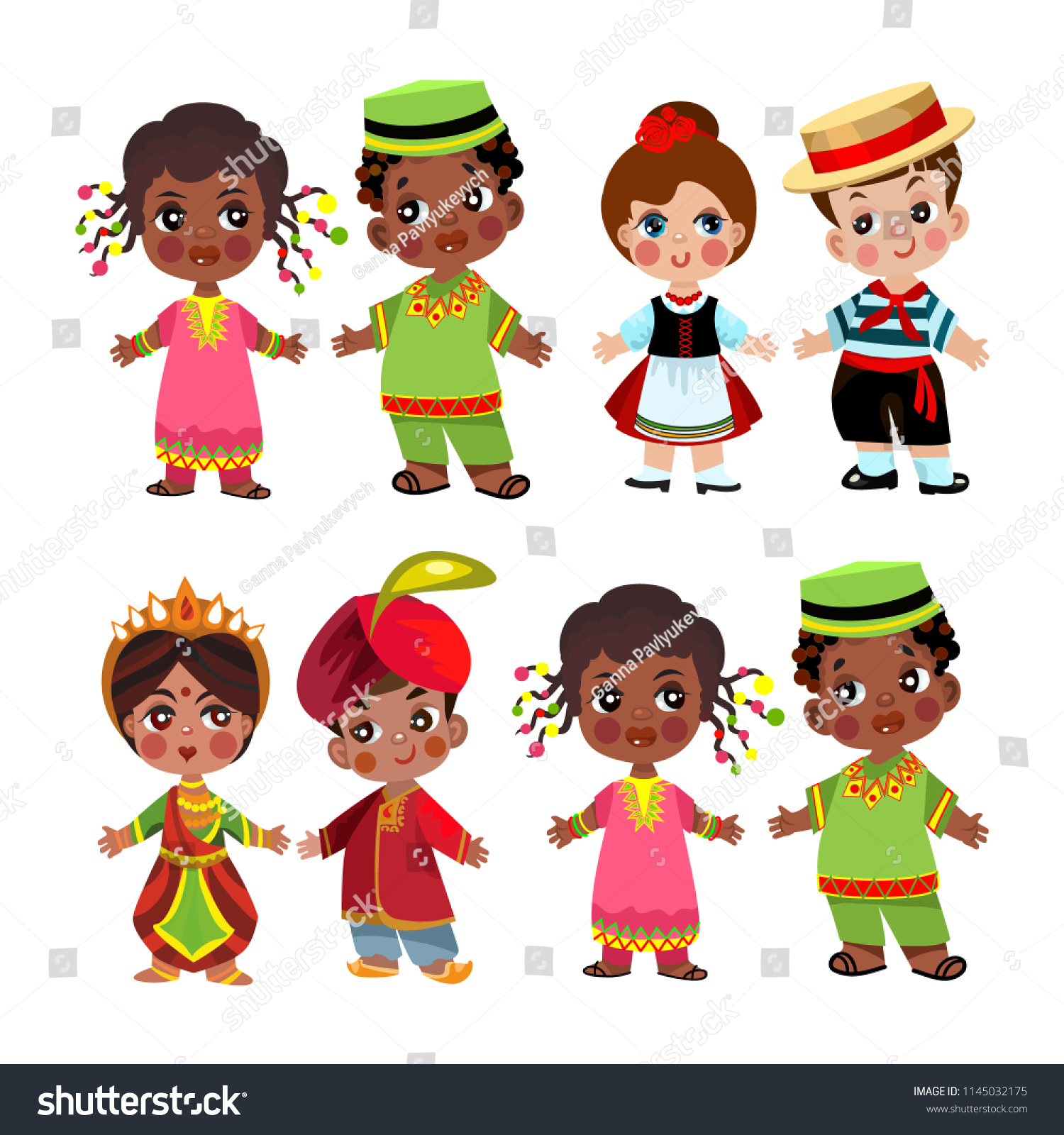 People Different Nationalities Traditional Dress Vector Stock Vector ...
