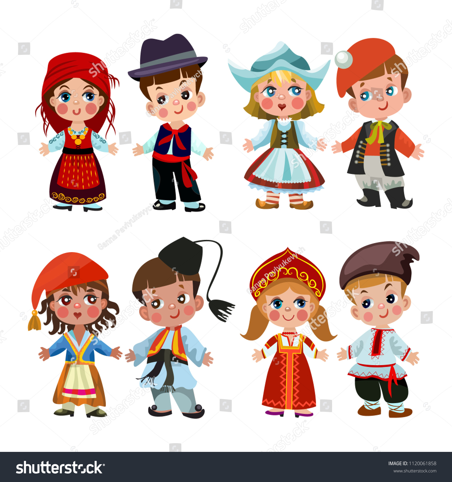 People Different Nationalities Traditional Dress Vektor Stock Vector ...