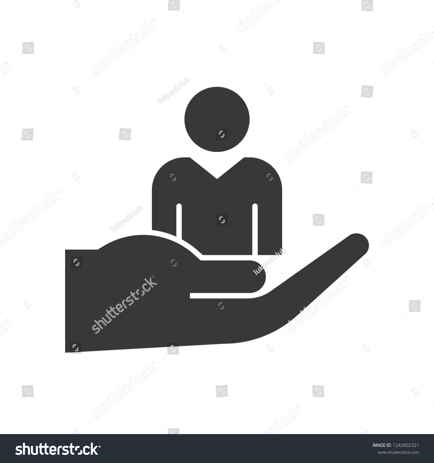 People Pictogram On Hand Safety User Stock Vector (Royalty Free) 1242802321