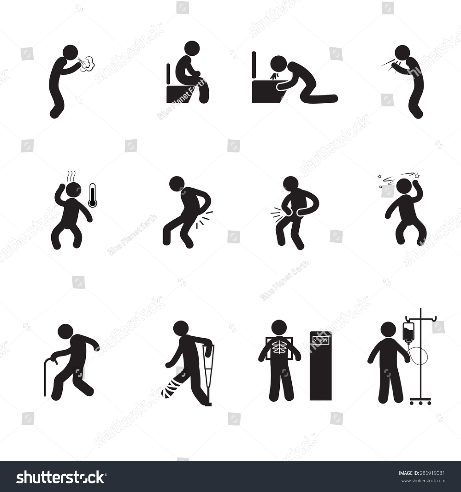 People Sick Icons Set Vector Silhouette - 286919081 : Shutterstock