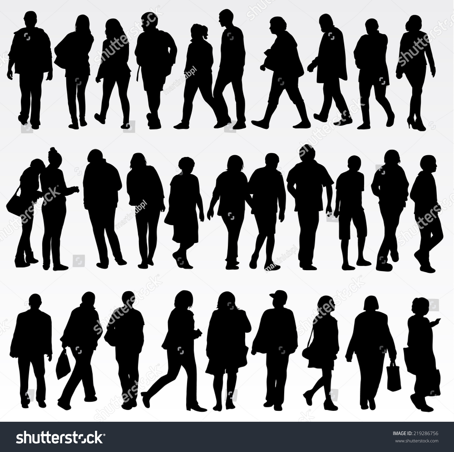 People Silhouettes Stock Vector (Royalty Free) 219286756