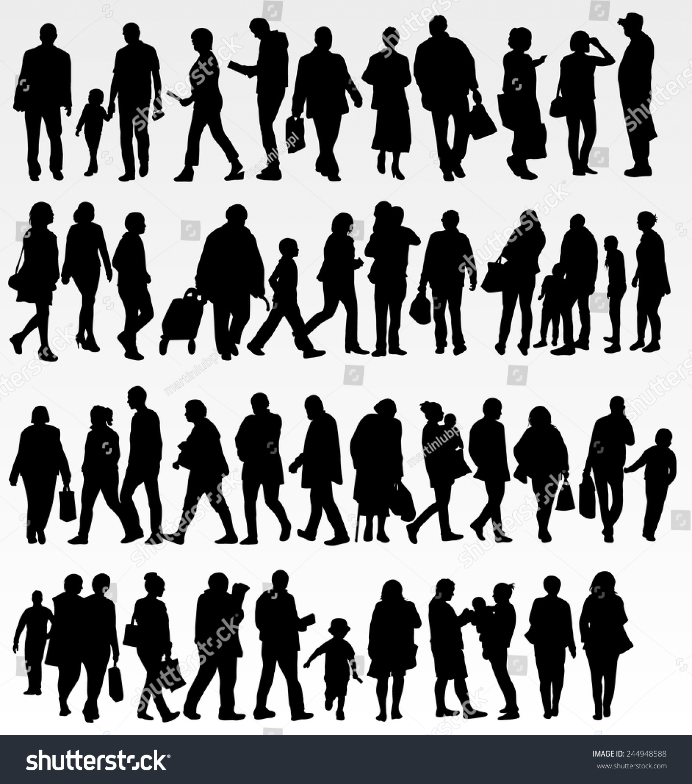 People Silhouettes Collection Stock Vector 244948588 - Shutterstock