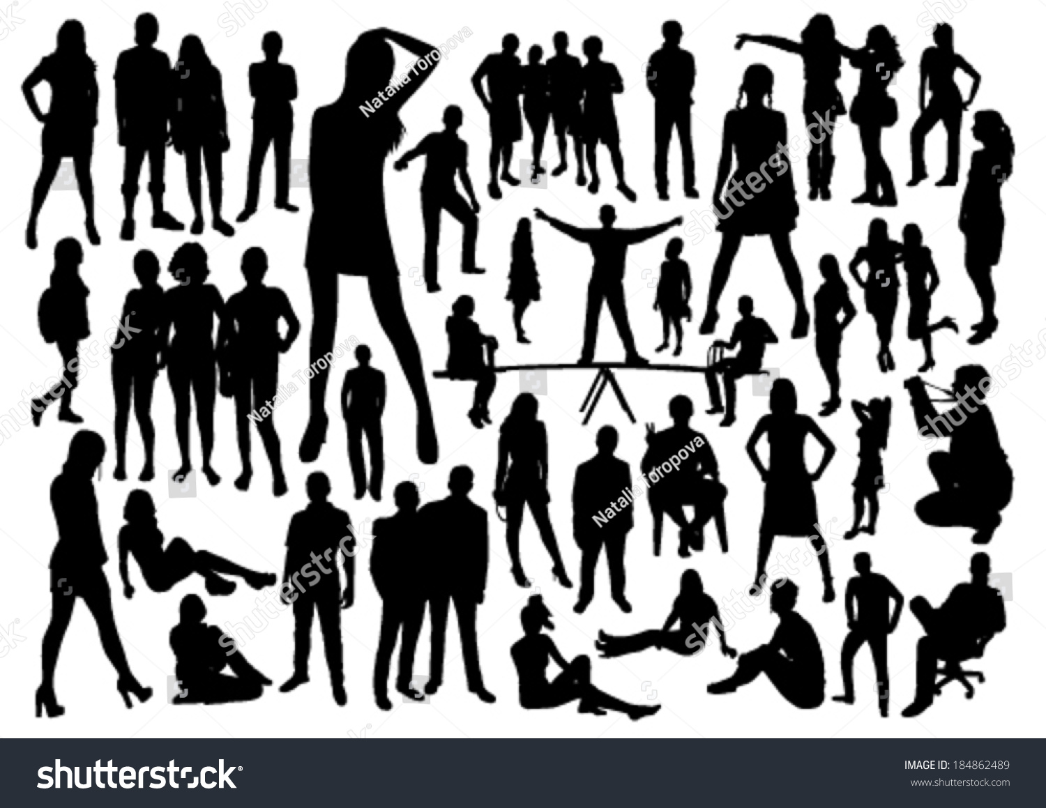 People Silhouettes Set Vector De Stock Libre De Regalías 184862489 