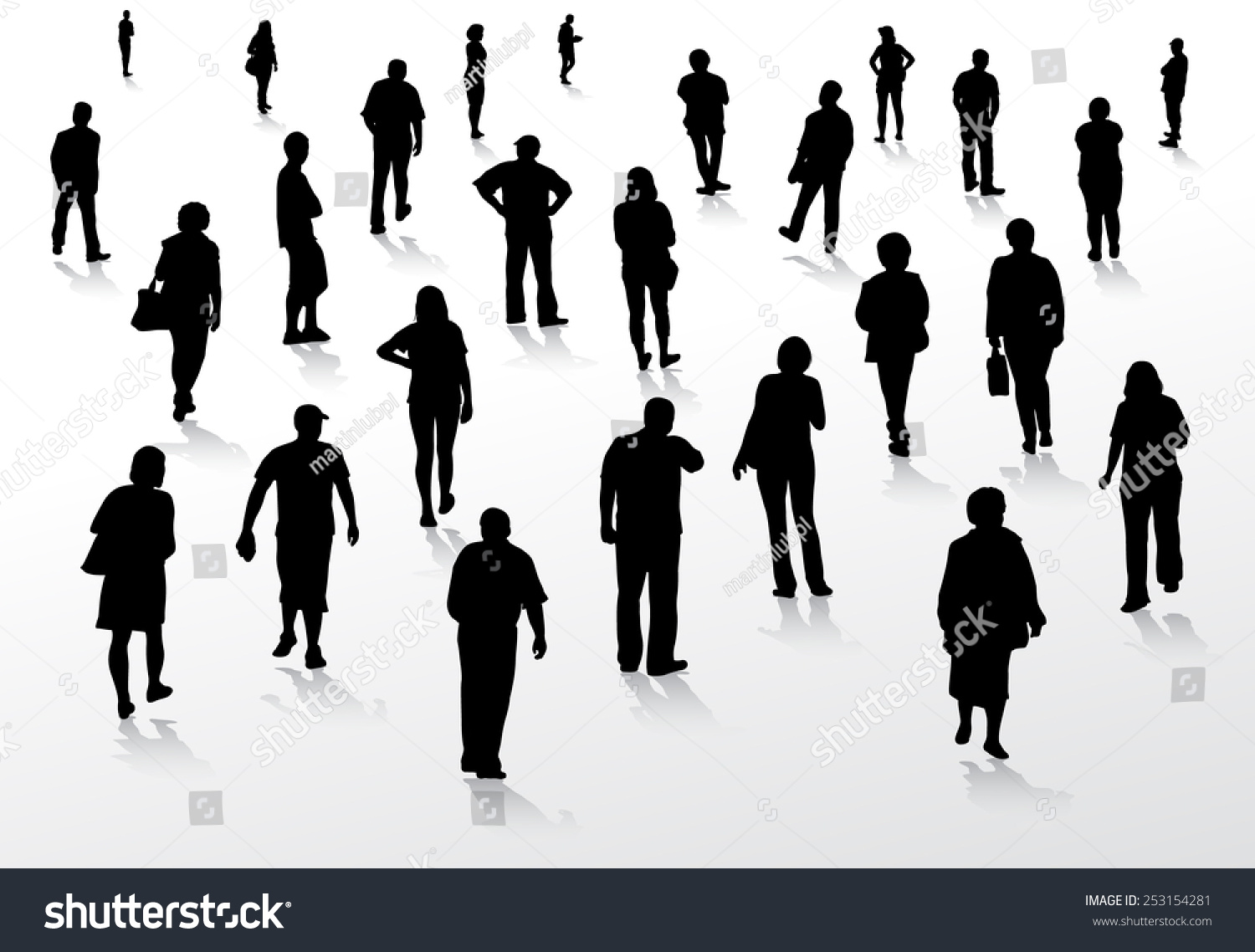 People Silhouettes Walking Outdoors Stock Vector 253154281 - Shutterstock
