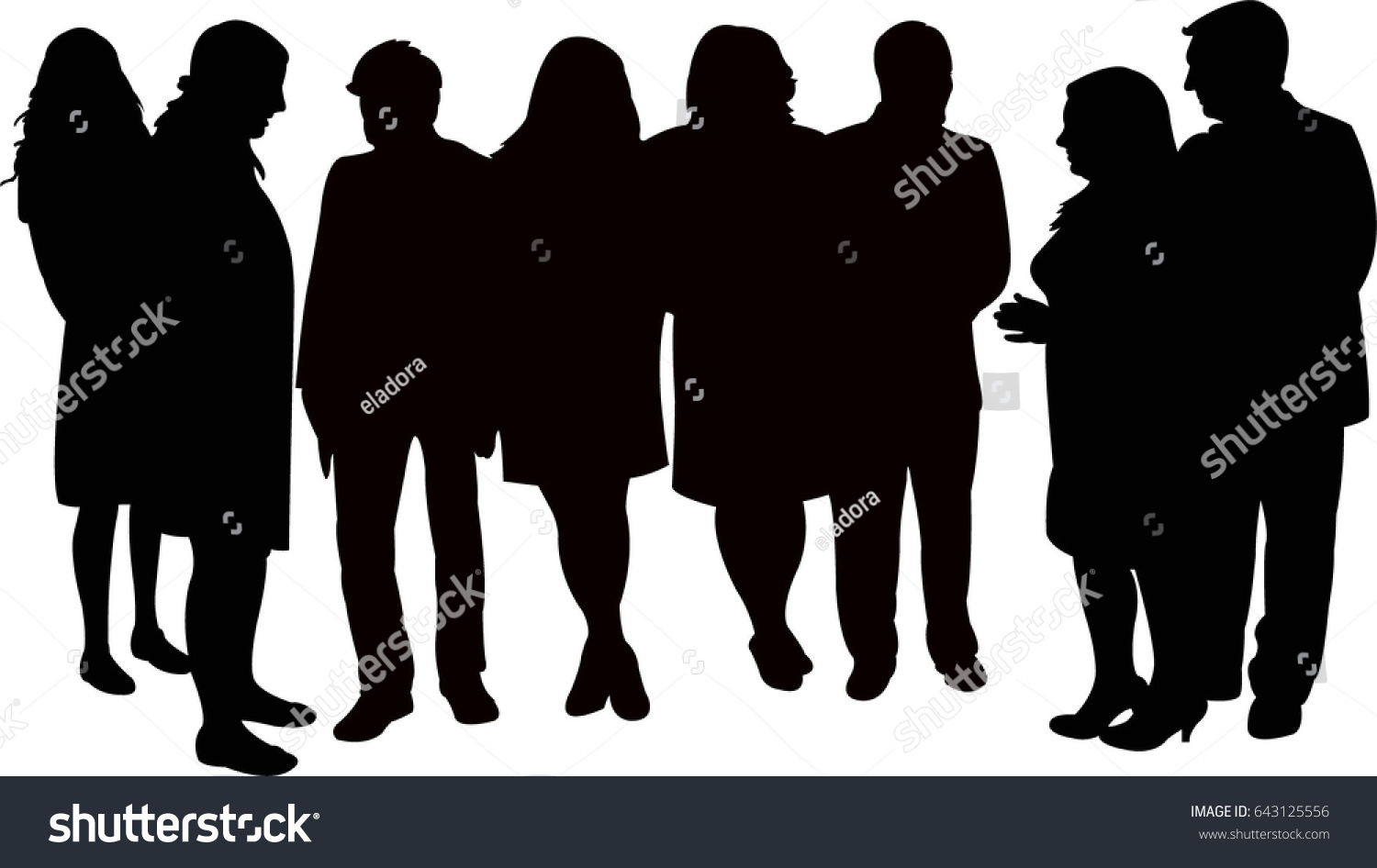People Standing Talking Silhouette Vector Stock Vector (Royalty Free