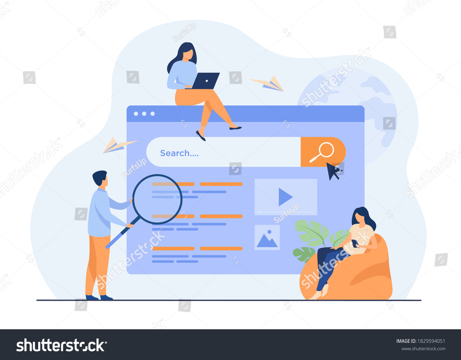 People Using Search Box Query Engine Stock Vector (Royalty Free) 1829594051