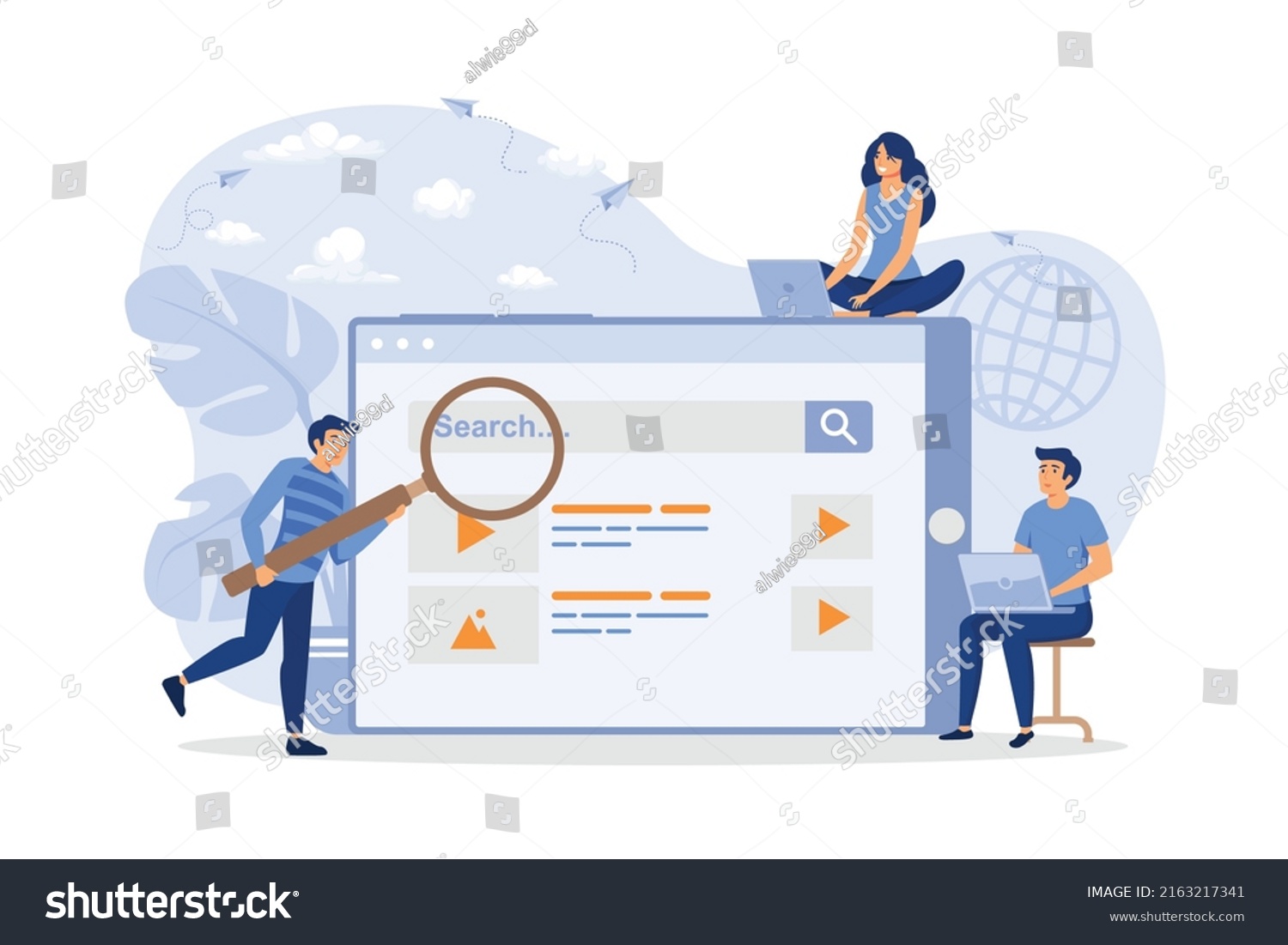 People Using Search Box Query Engine Stock Vector (Royalty Free ...