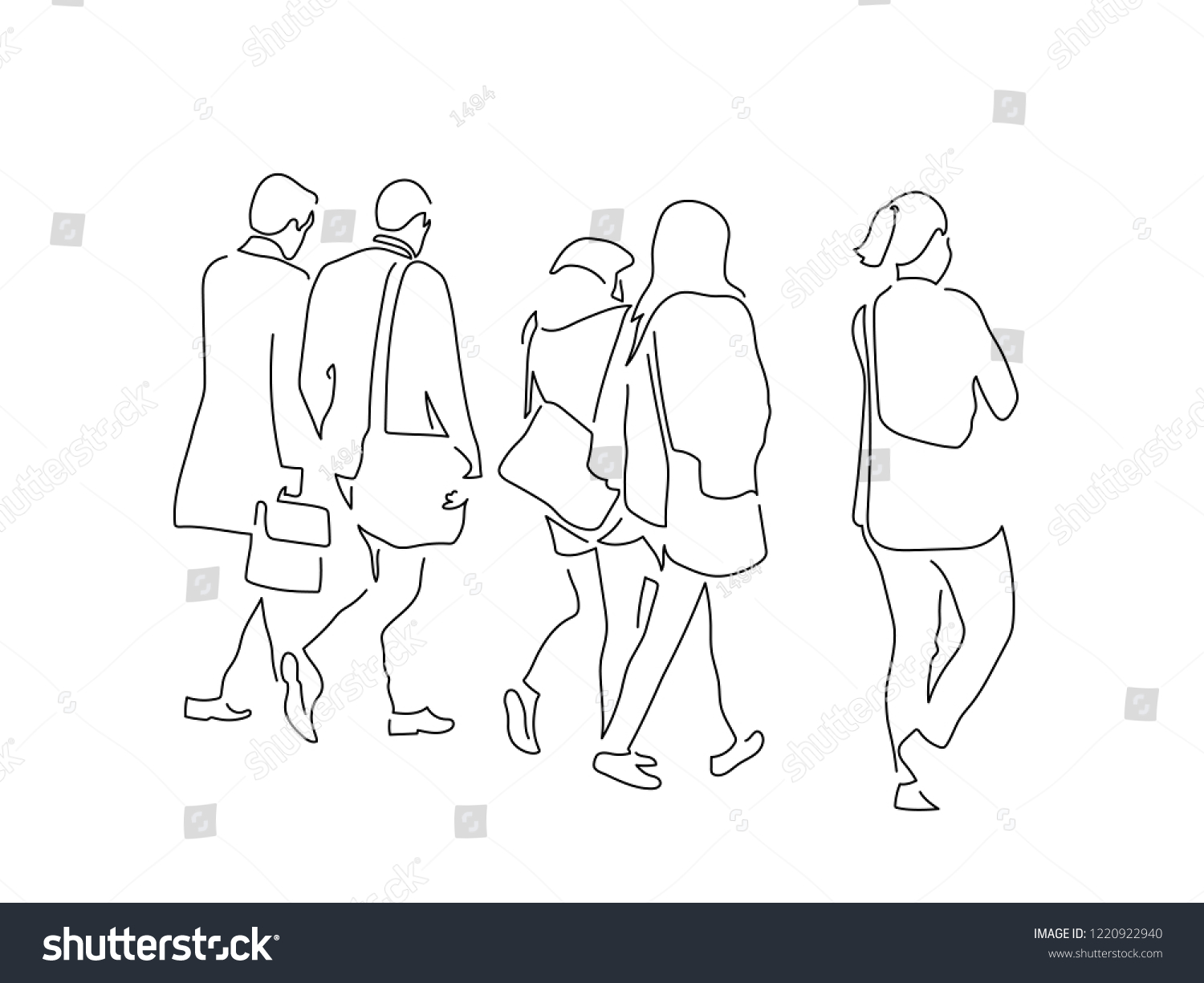 People Walking Isolated Line Drawing Vector Stock Vector (Royalty Free ...