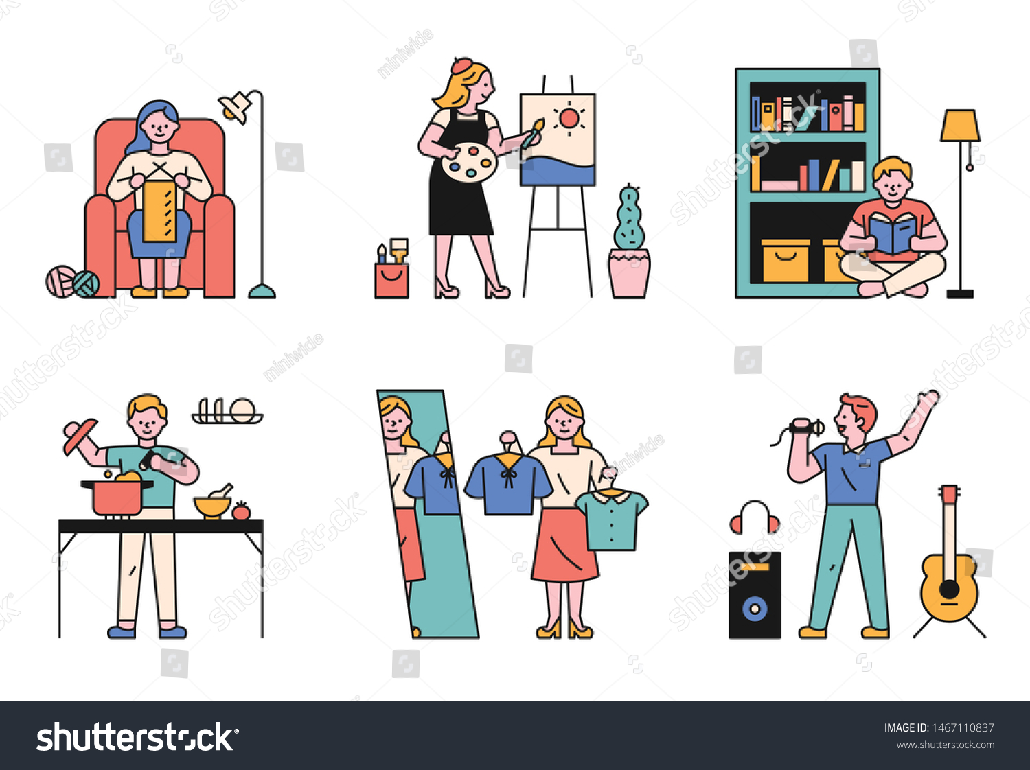 People Who Enjoy Various Hobbies Home Stock Vector (Royalty Free ...