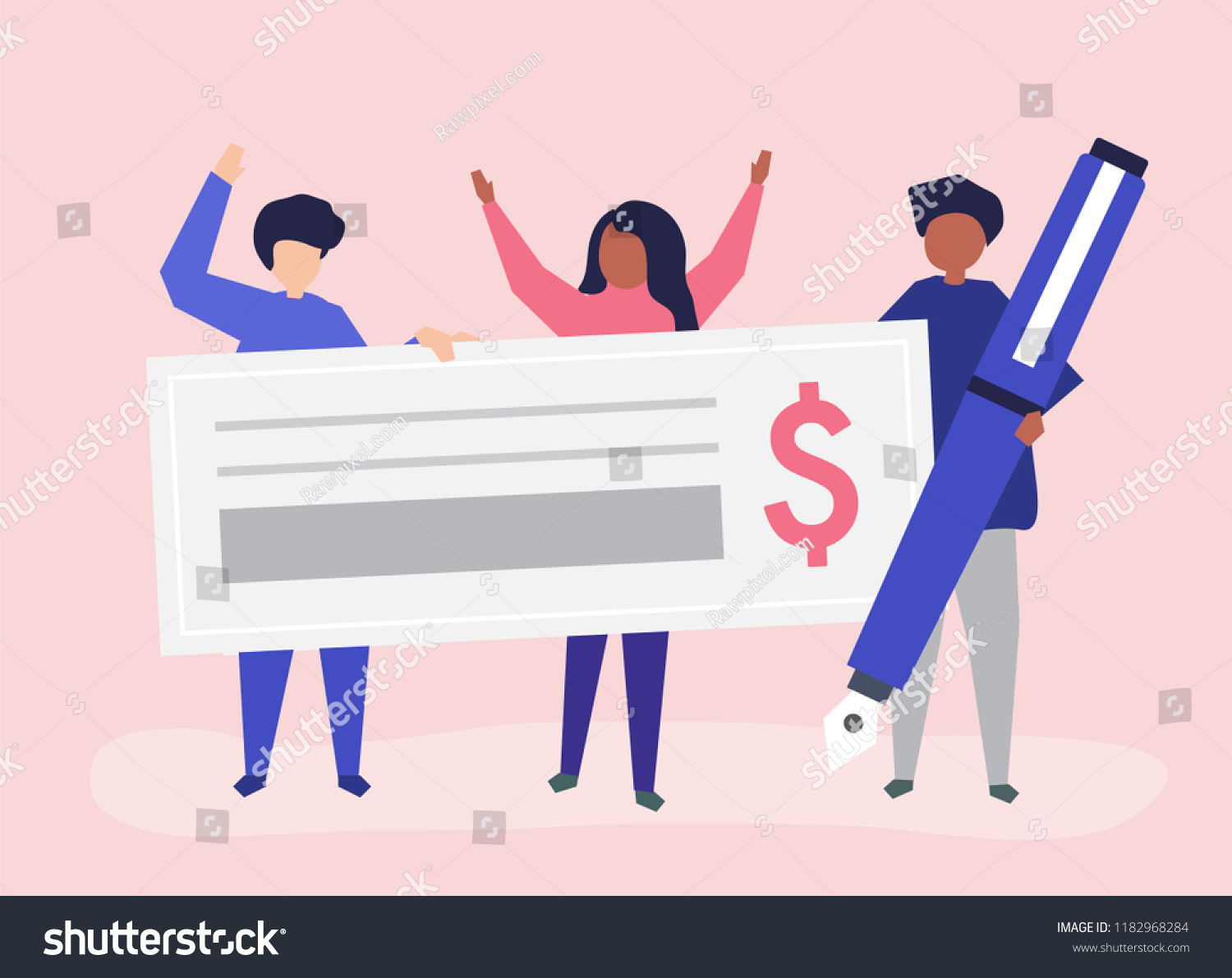 People Cheque Pen Stock Vector (Royalty Free) 1182968284 | Shutterstock