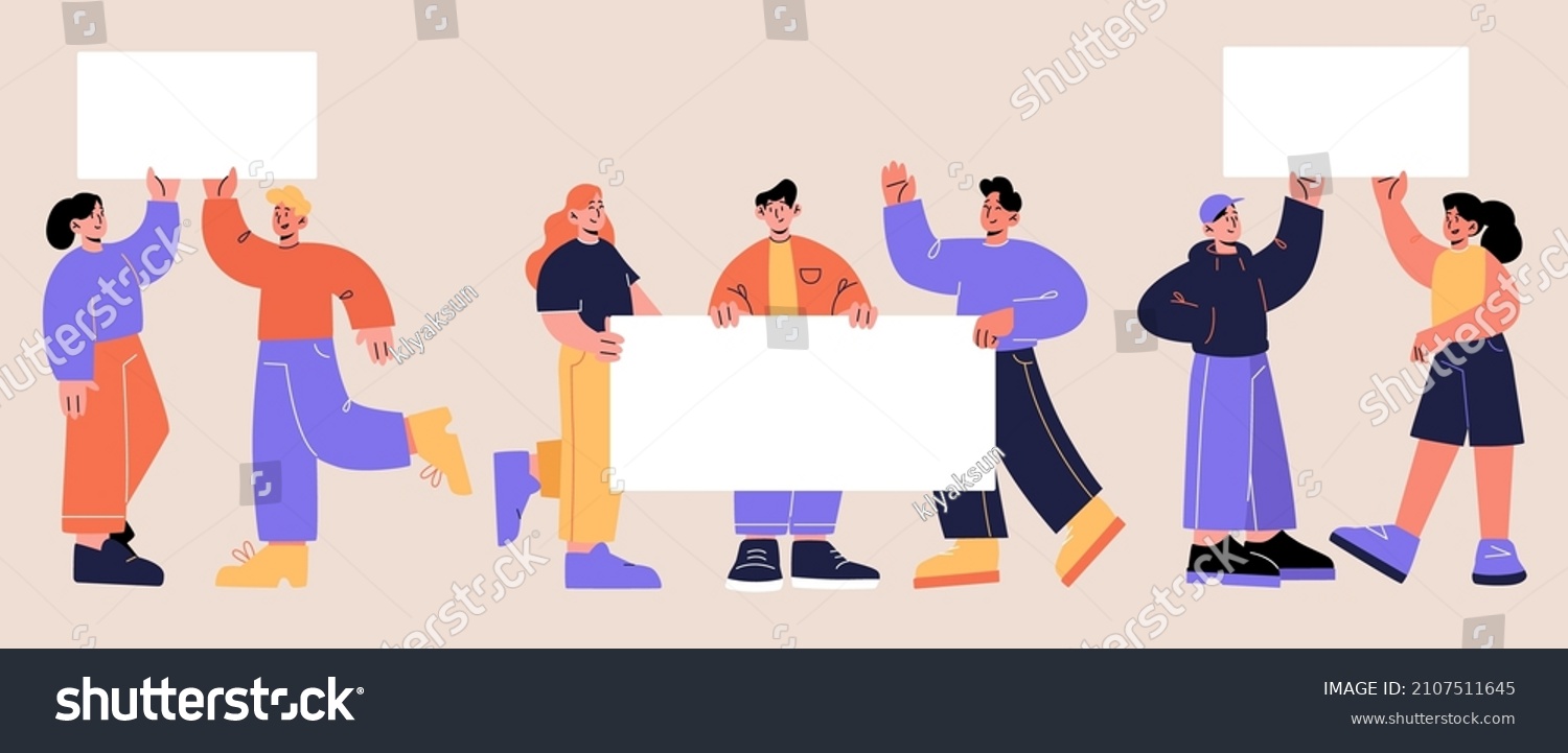 People Placards Banners Protest On Rally Stock Vector Royalty Free People Placards Banners Protest On Rally Stock Vector Royalty Free