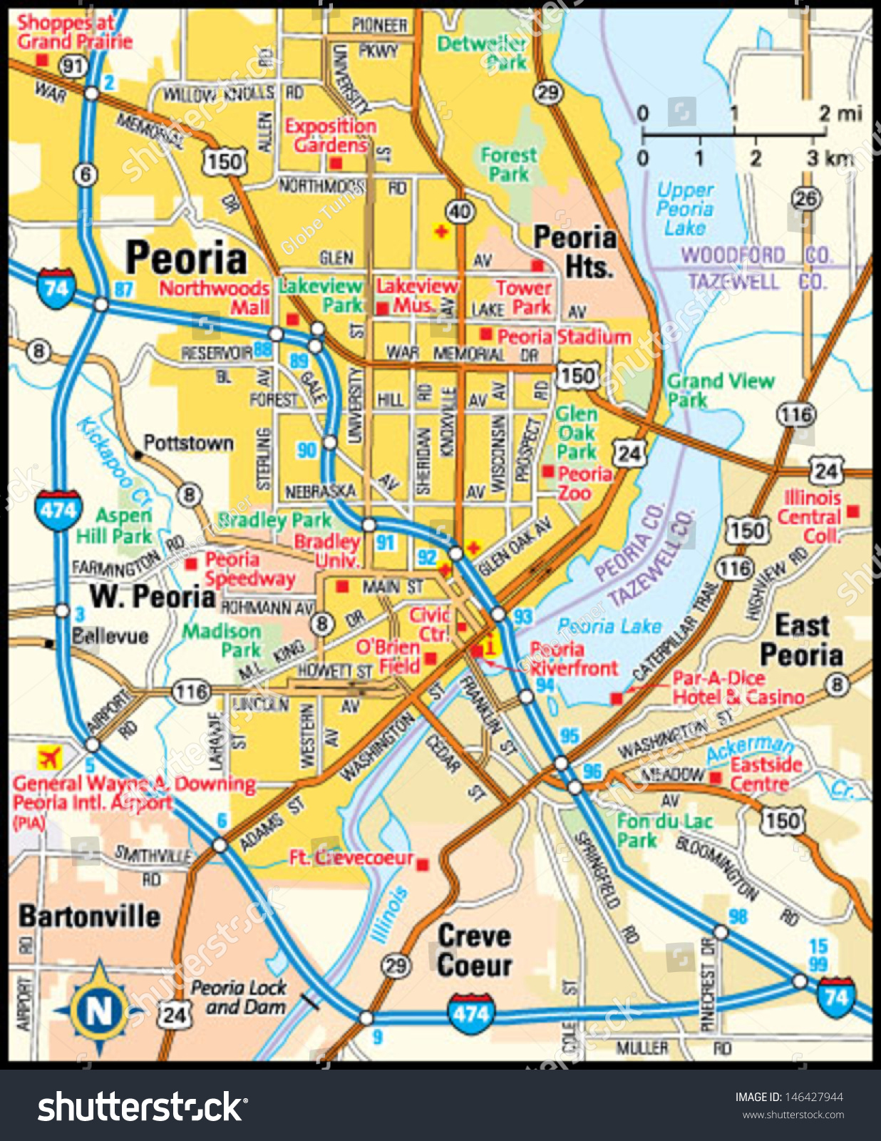 map of peoria illinois Peoria Illinois Area Map Stock Vector Royalty Free 146427944 map of peoria illinois