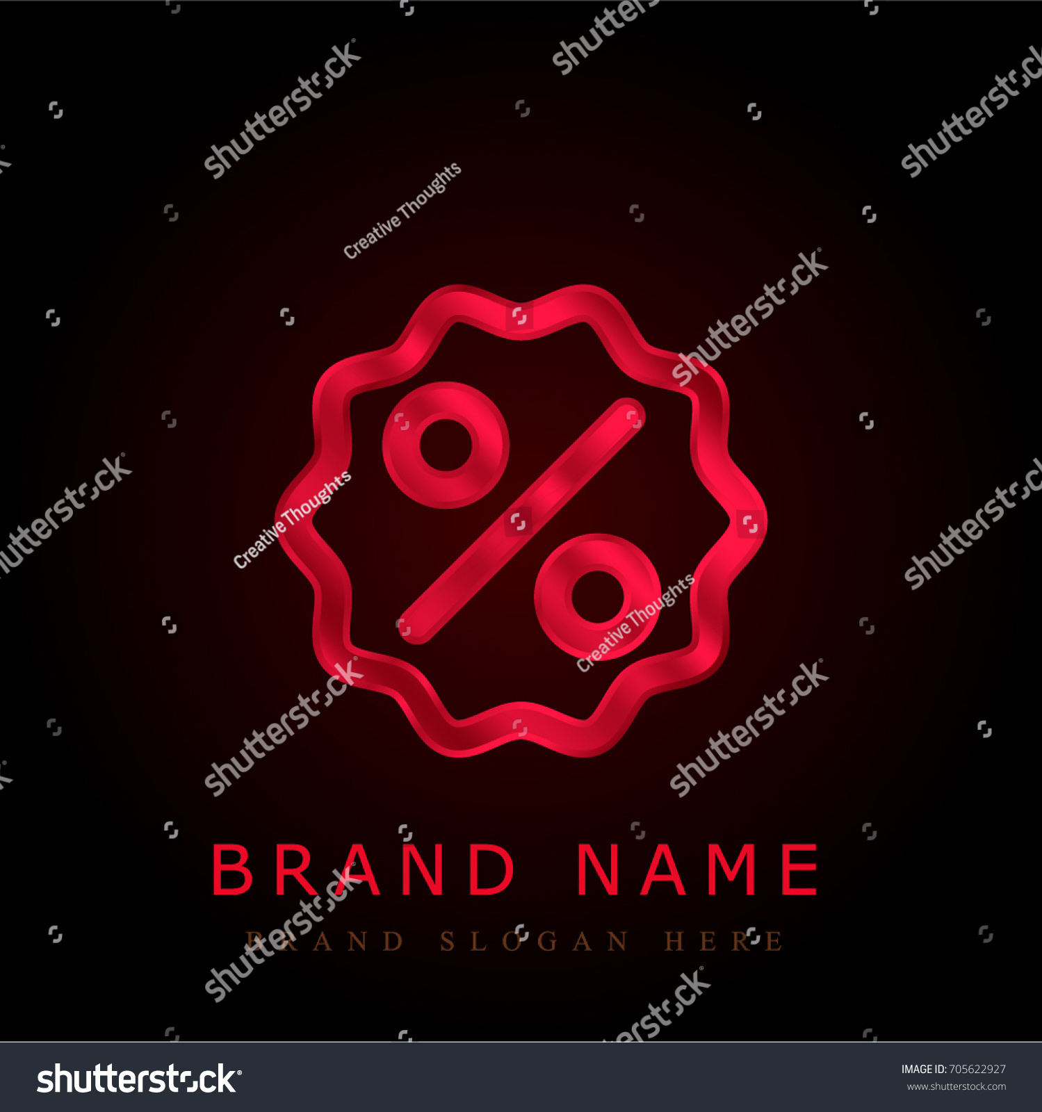 Percentage Red Chromium Metallic Logo Stock Vector Royalty Free 705622927