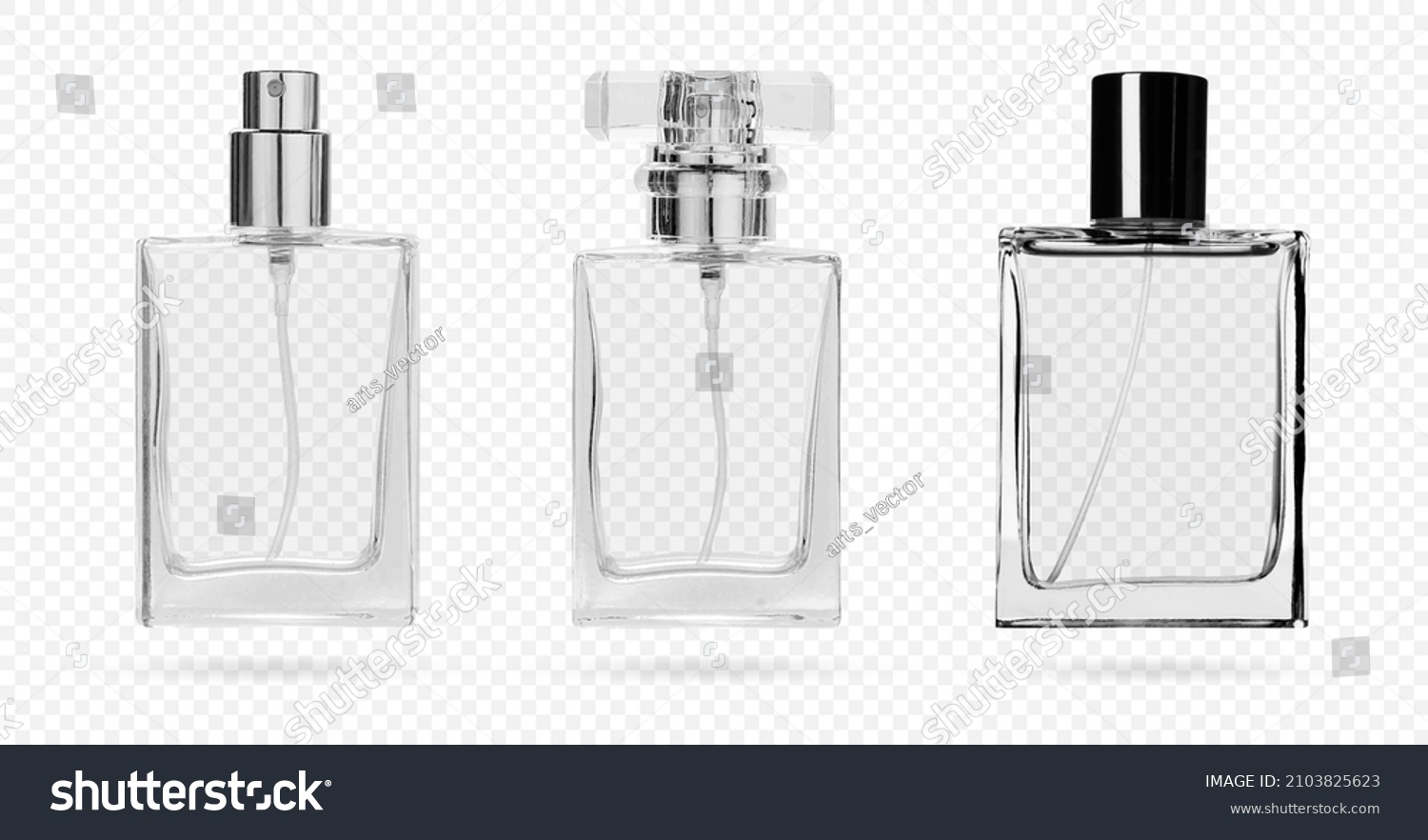 SVG of perfume bottle. glass bottle for perfume and perfumery .Vector illustration realistic 3d mockup. svg