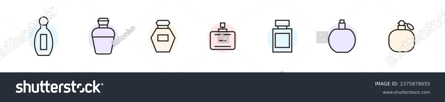 SVG of Perfume bottle line icon vector fragrance linear spray art cosmetic flat icon. Perfume illustration scent bottle design deodorant svg