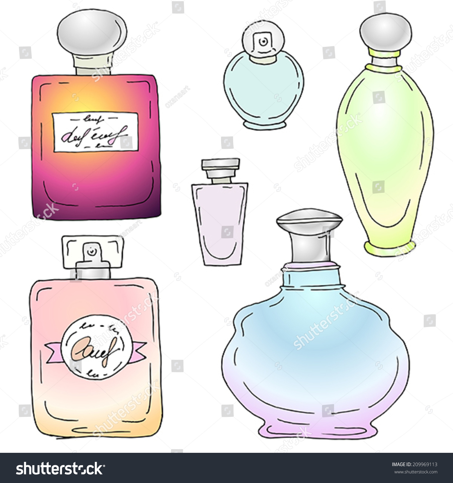 Perfume Bottles - Vector Set Of Hand Drawn Sketch Style Illustration ...