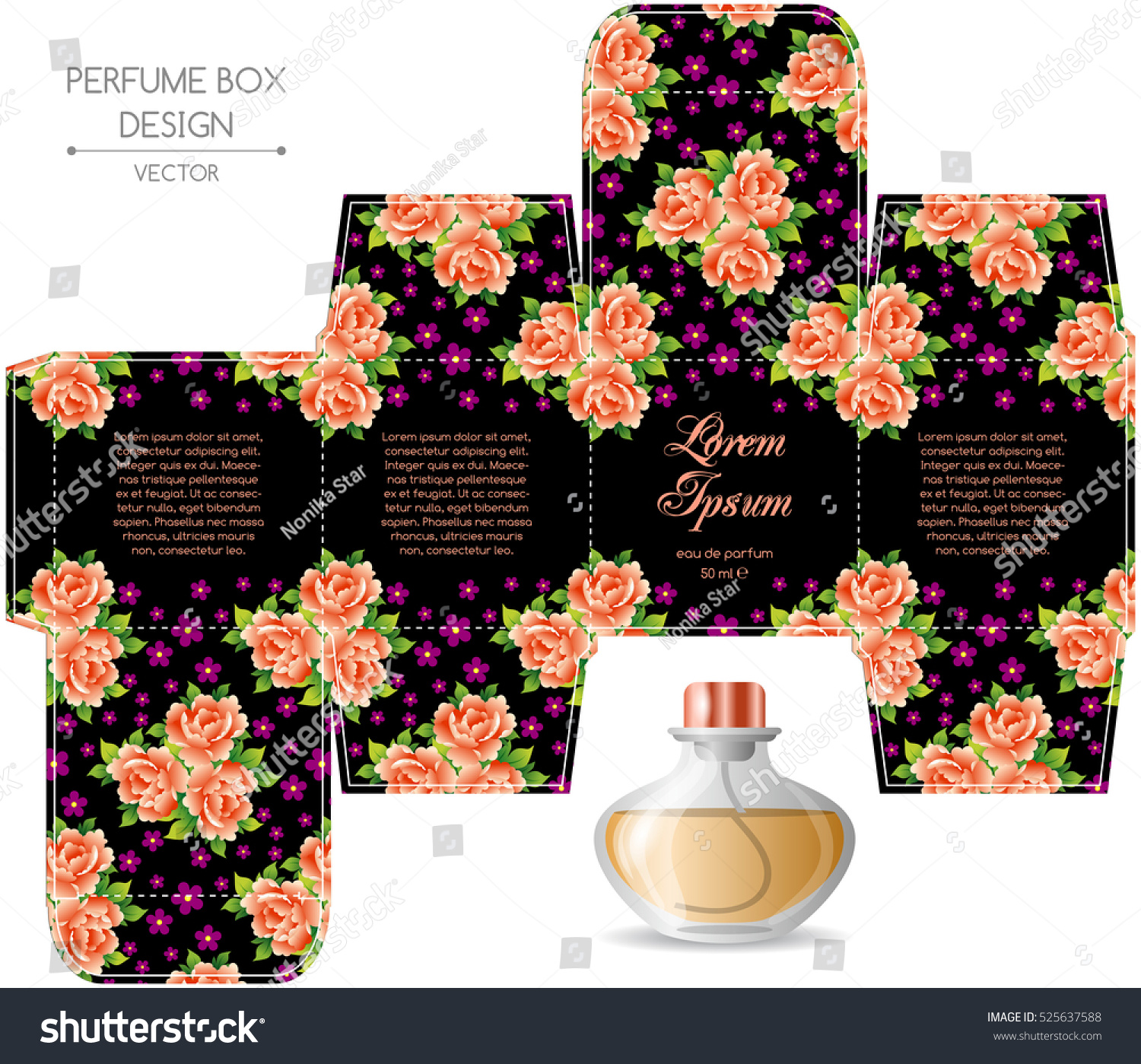 Perfume Box Design Die Cut Vector Stock Vector (Royalty Free) 525637588 ...