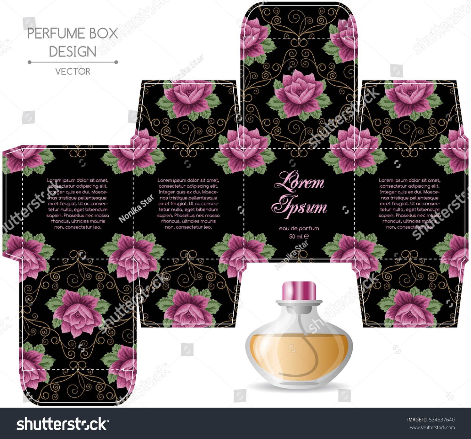 Perfume Box Design Die Cut Vector Stock Vector (Royalty Free) 534537640