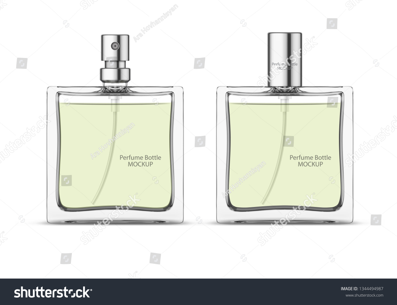 SVG of Perfume glass bottle mockup, blank cosmetic bottles template. Package design. Realistic 3d vector illustration isolated on white background svg