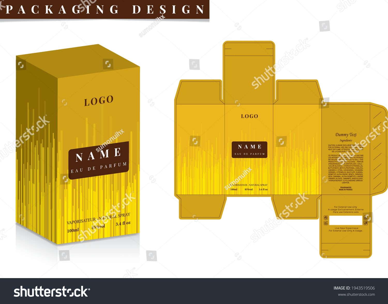 Perfume Packaging Box Design Box Die Stock Vector Royalty Free 1943519506 Shutterstock