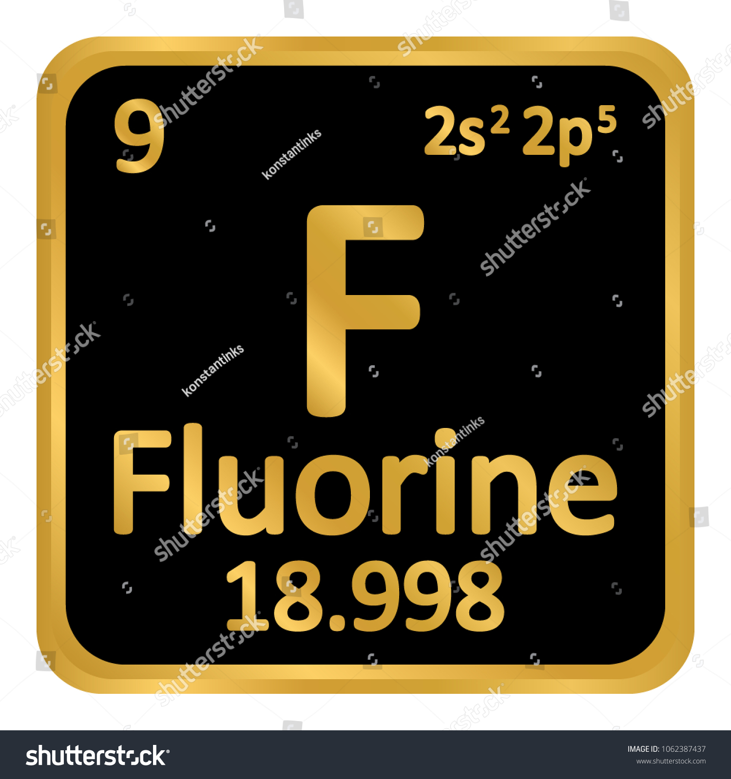 Periodic Table Element Fluorine Icon On Stock Vector (Royalty Free ...