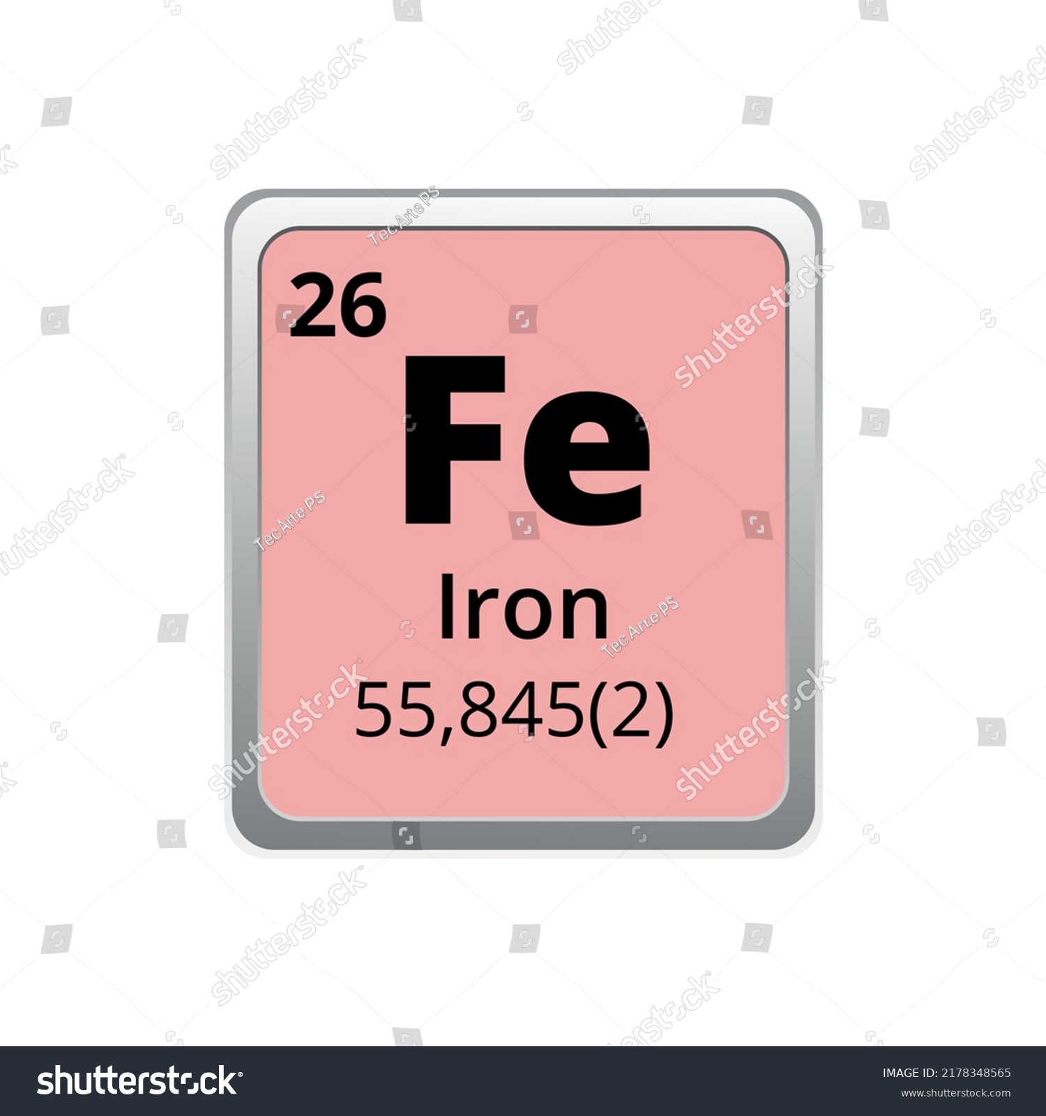 Periodic Table Element Iron Icon On Stock Vector Royalty Free