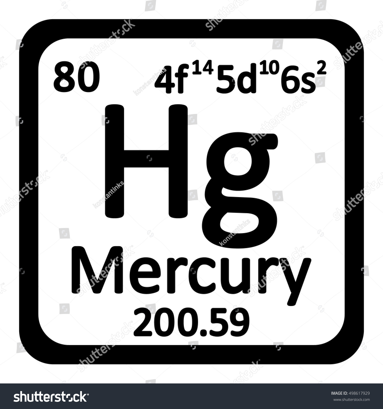 Periodic Table Element Mercury Icon On Stock Vector (Royalty Free ...