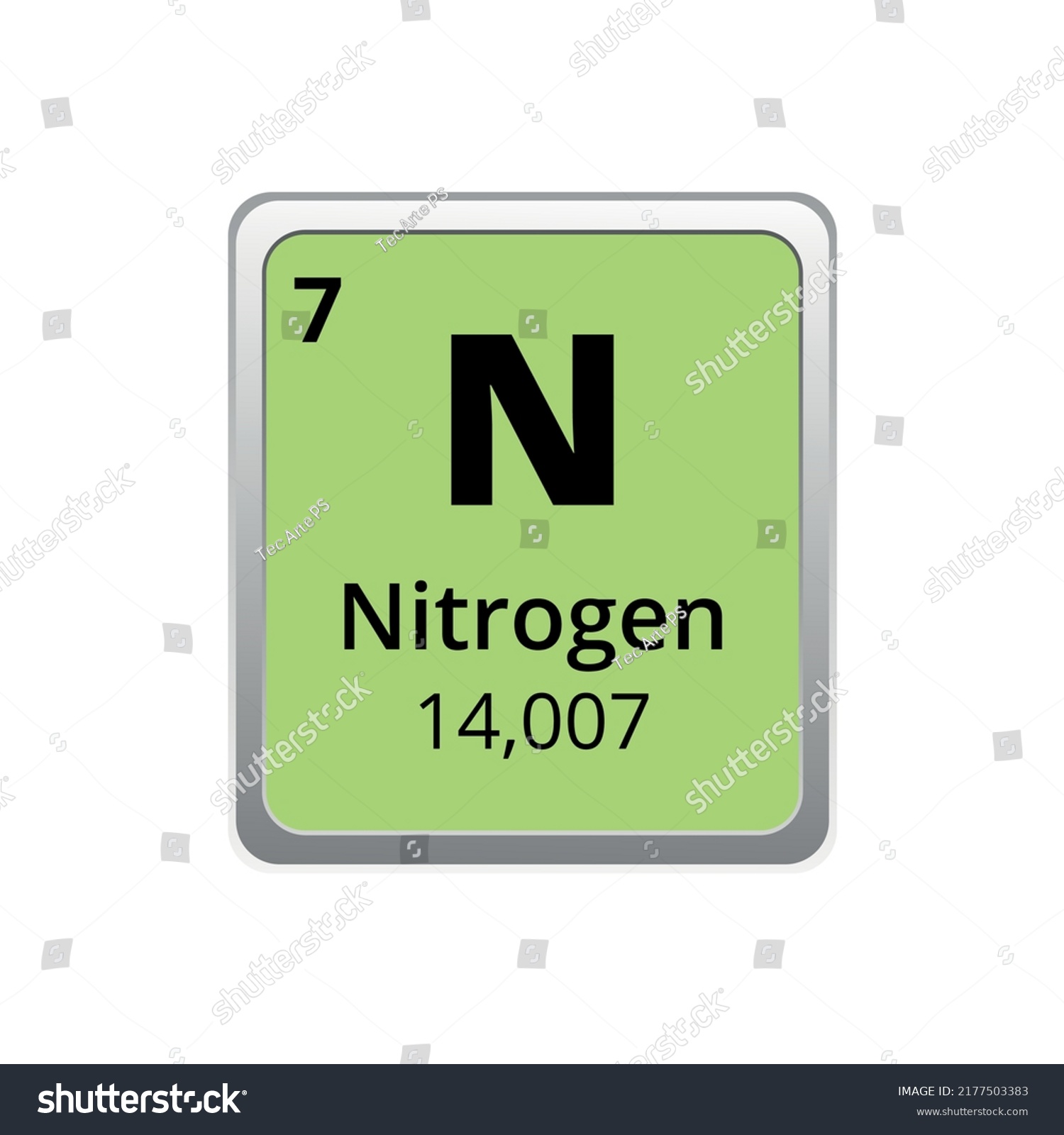 Periodic Table Element Nitrogen Icon On Stock Vector (Royalty Free ...