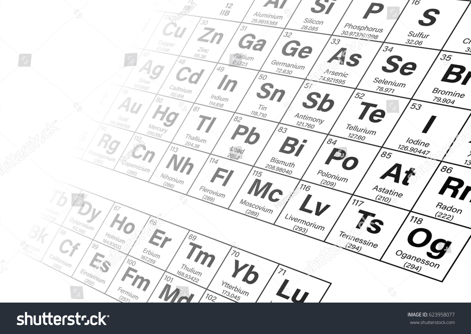 Vektor Stok Periodic Table Elements Perspective Background Vector Tanpa Royalti 623958077