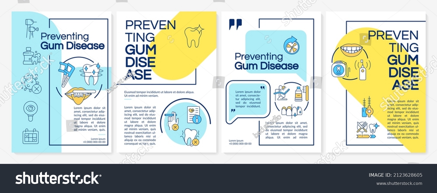 Periodontal Disease Prevention Blue Yellow Brochure Stock Vector ...