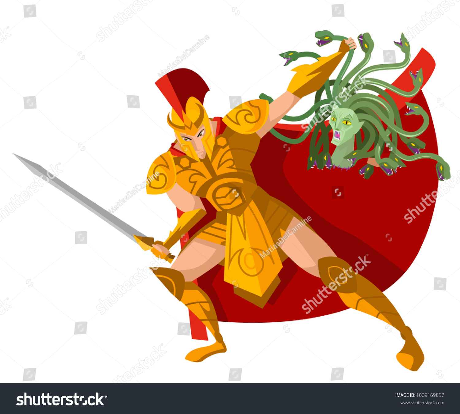 Perseus Greek Mythology Hero Medusa Head Stock Vector Royalty Free