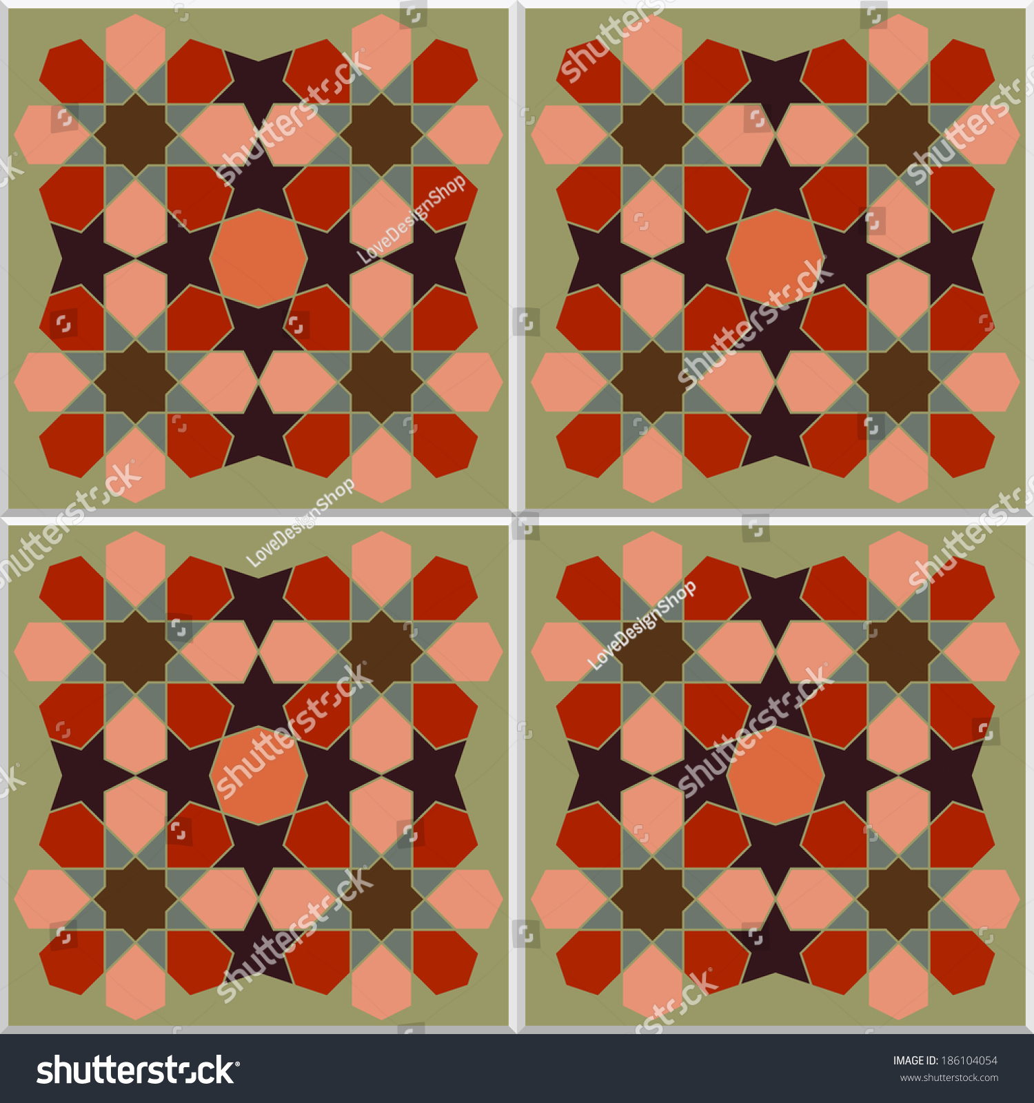 Persian Old Style Tile Template Stock Vector (Royalty Free) 186104054