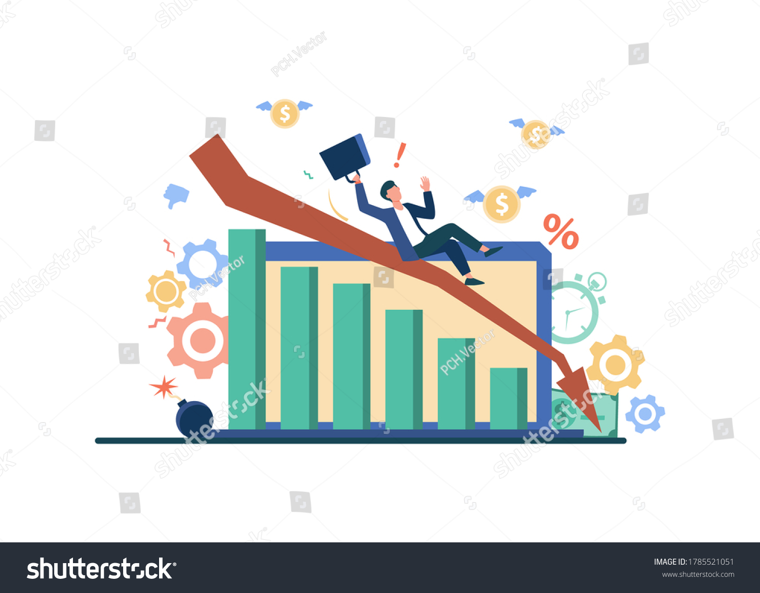 Person Having Going Through Financial Troubles Stock Vector (Royalty ...