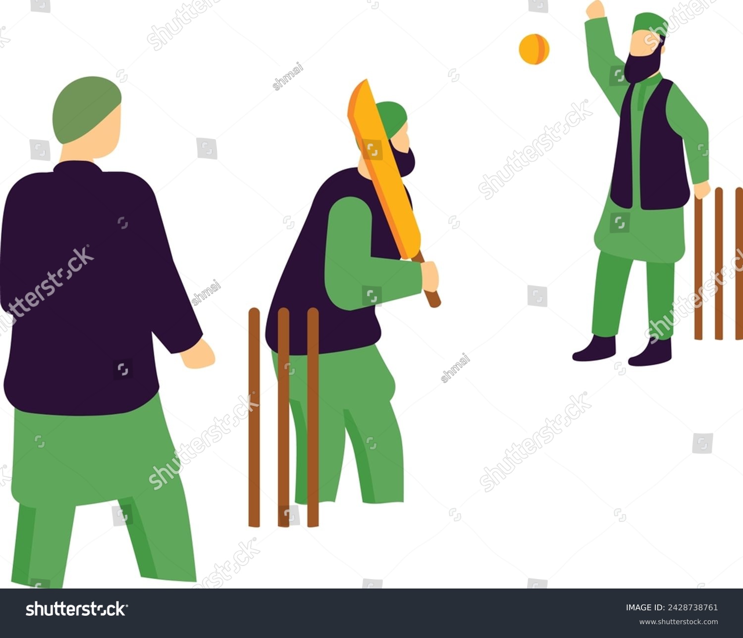 SVG of Person Playing Cricket as Honorary Match concept, Cricketer, Bowler and Batsmen vector design, yaum-e-pakistan Symbol, Islamic republic or resolution day Sign, 23 March national holiday illustration svg