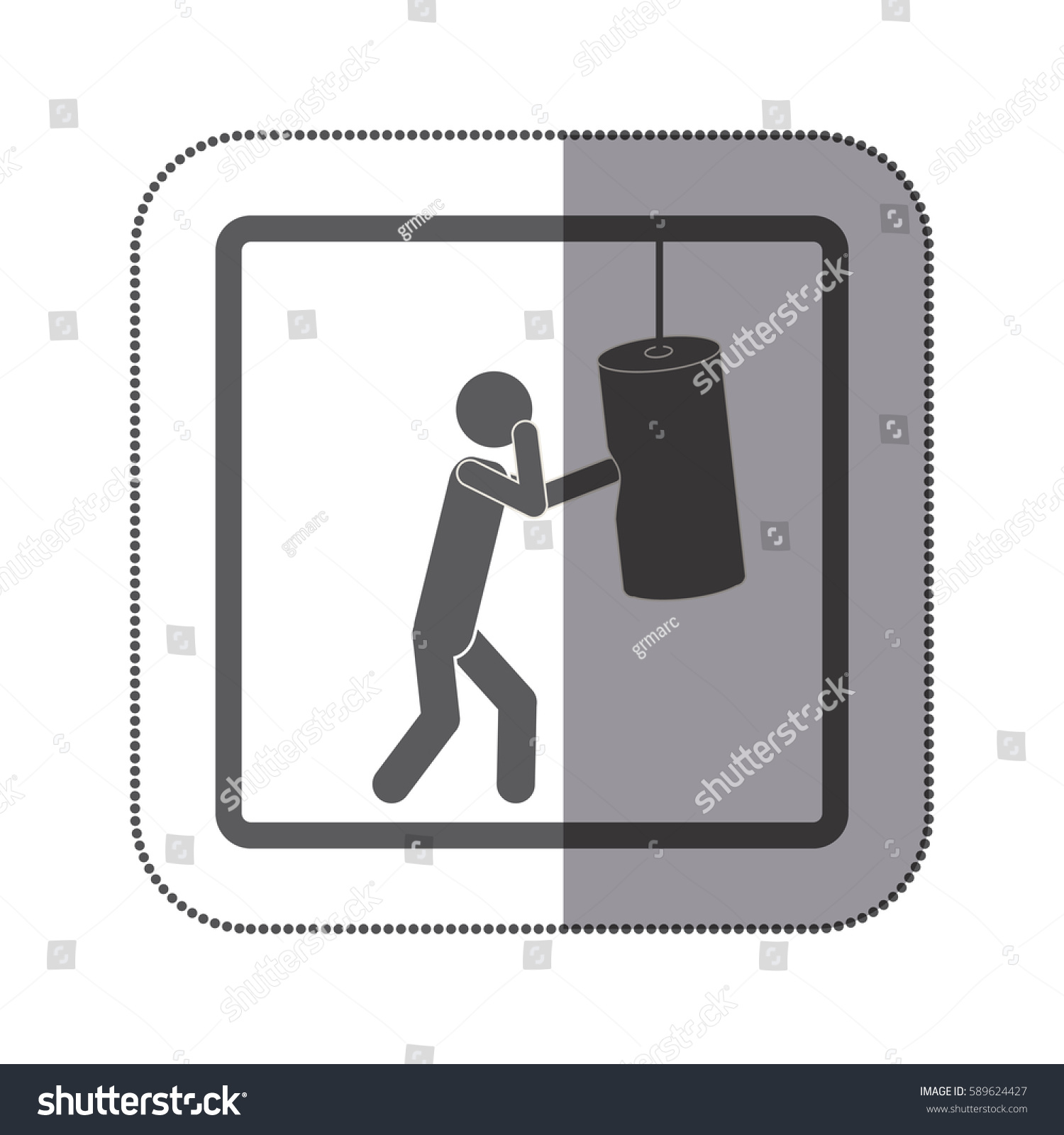 boxing figure punching bag gray sticker clip art preview