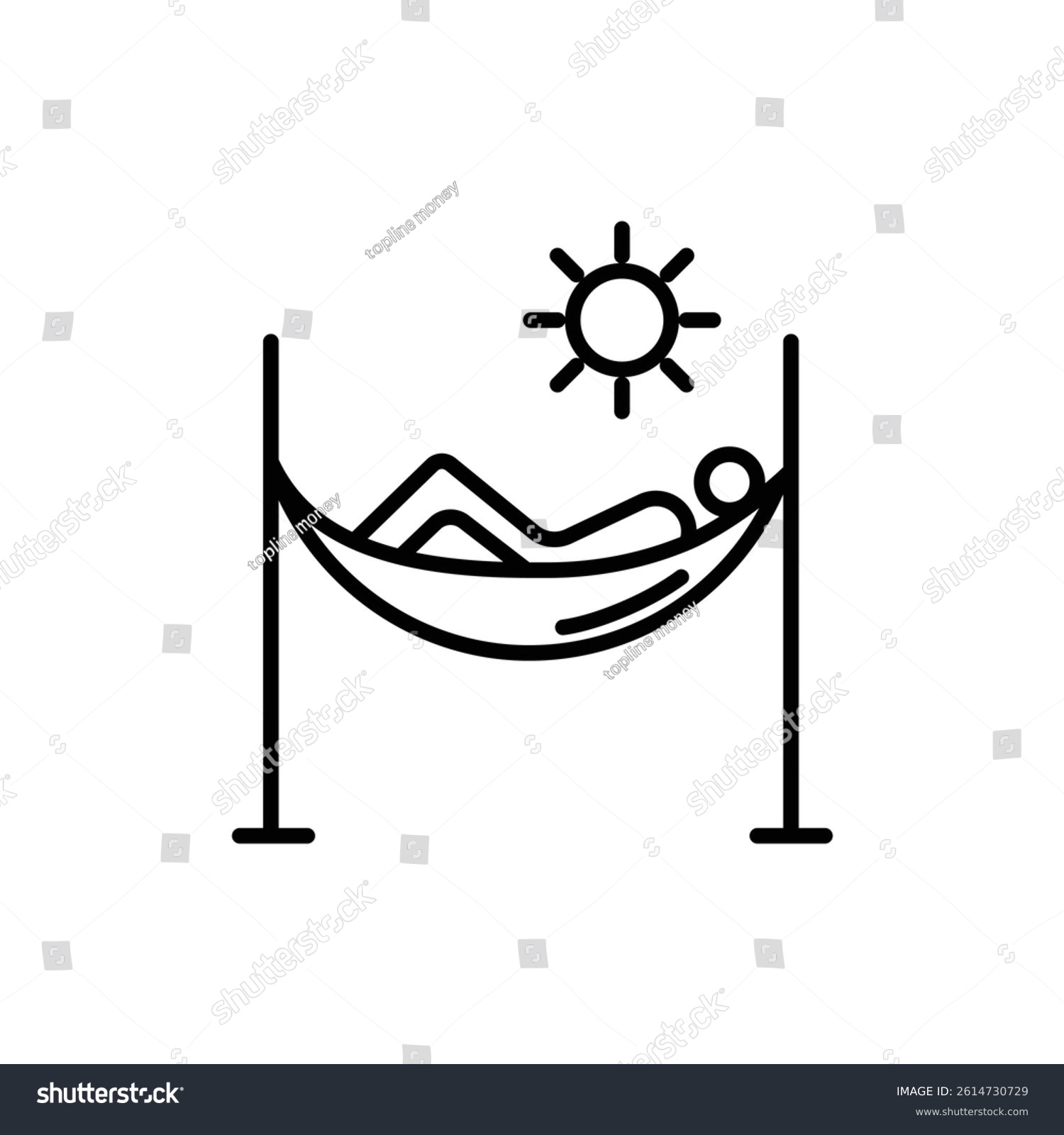 recommend clip art: Person relaxing on hammock icon black and white vector sign