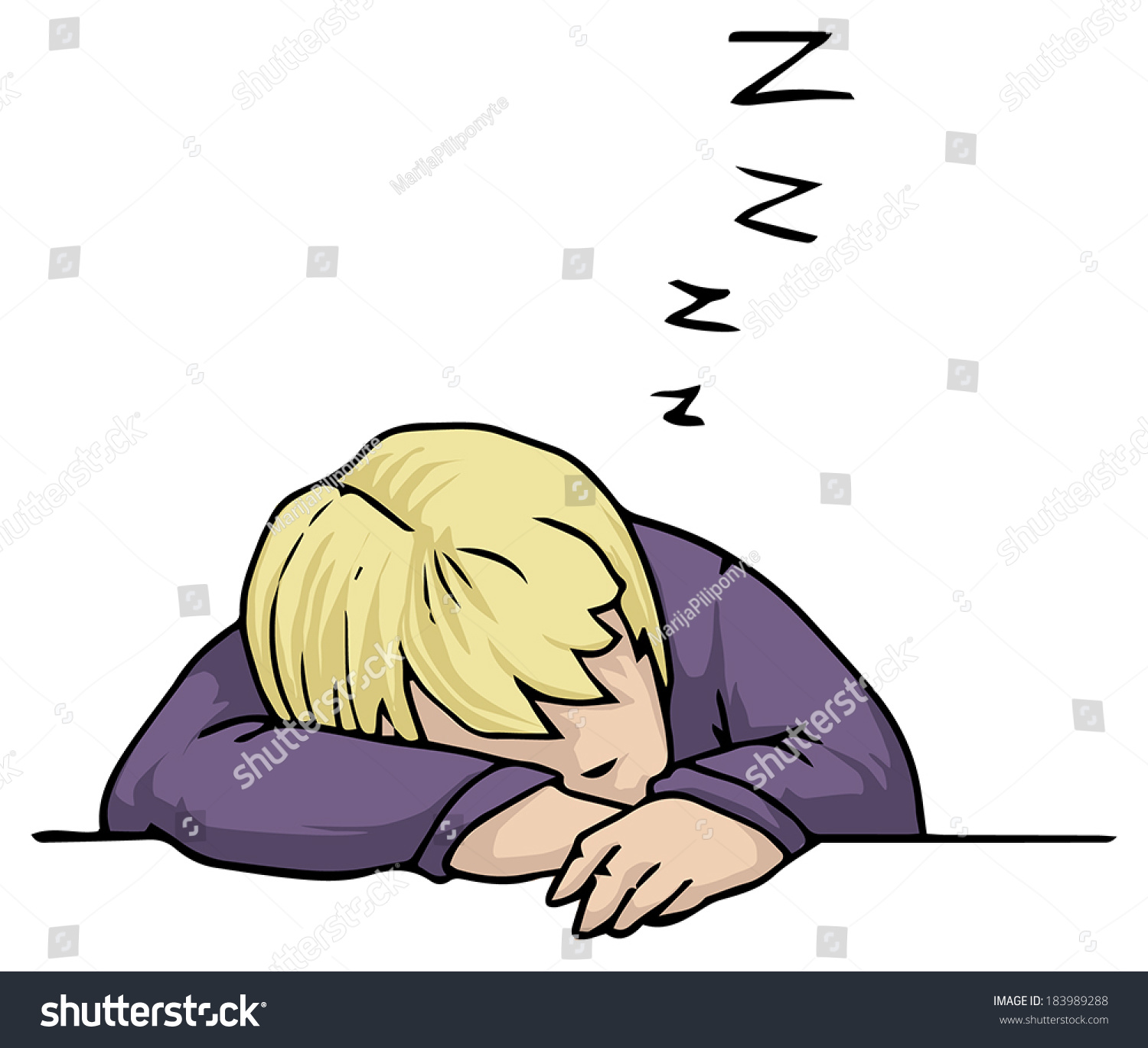 Person Sleeping On Desk Vector Illustration Stock Vector Royalty