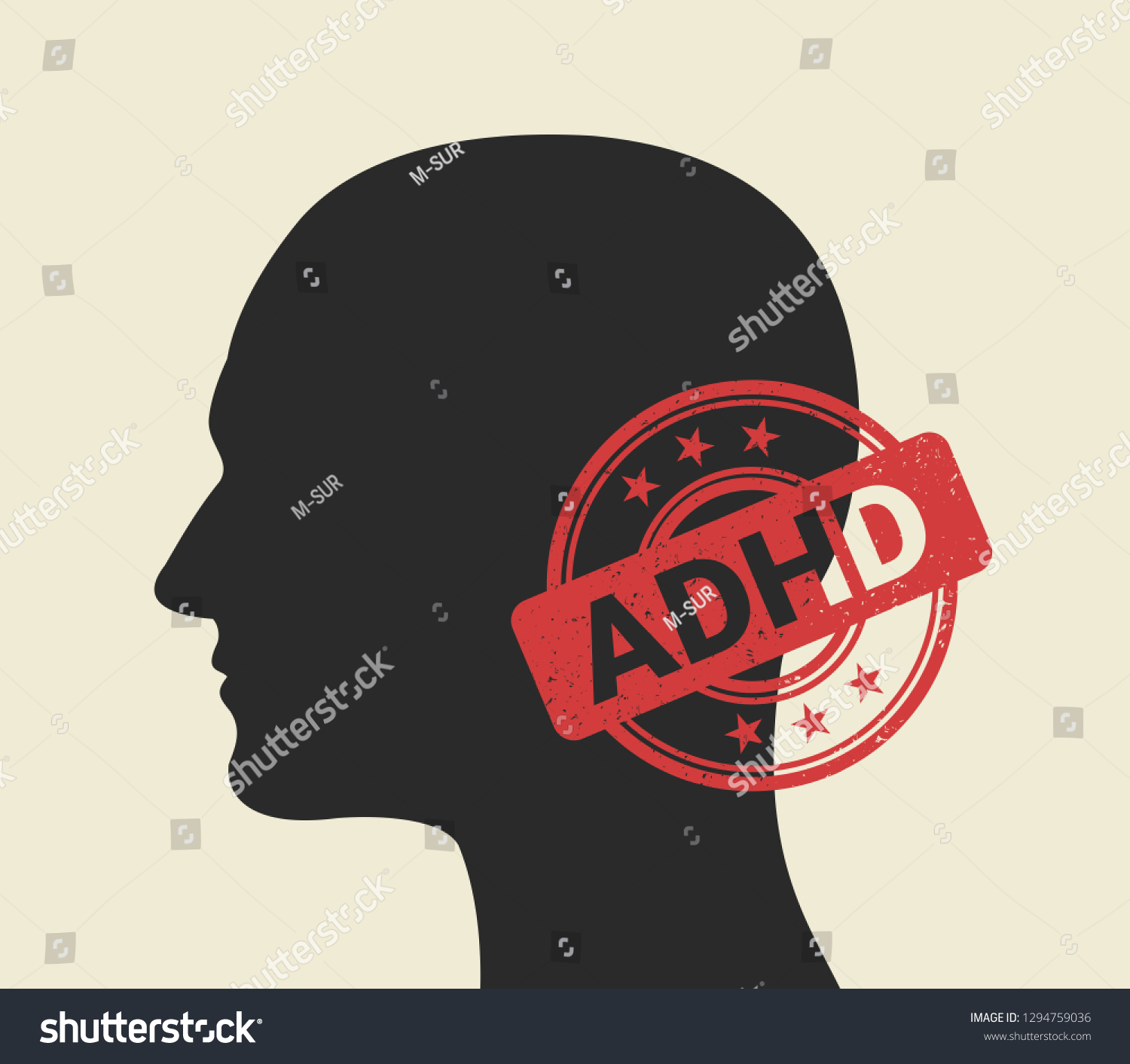 Person Adhd Diagnosis Adhd Stamp Positive Stock Vector (Royalty Free ...