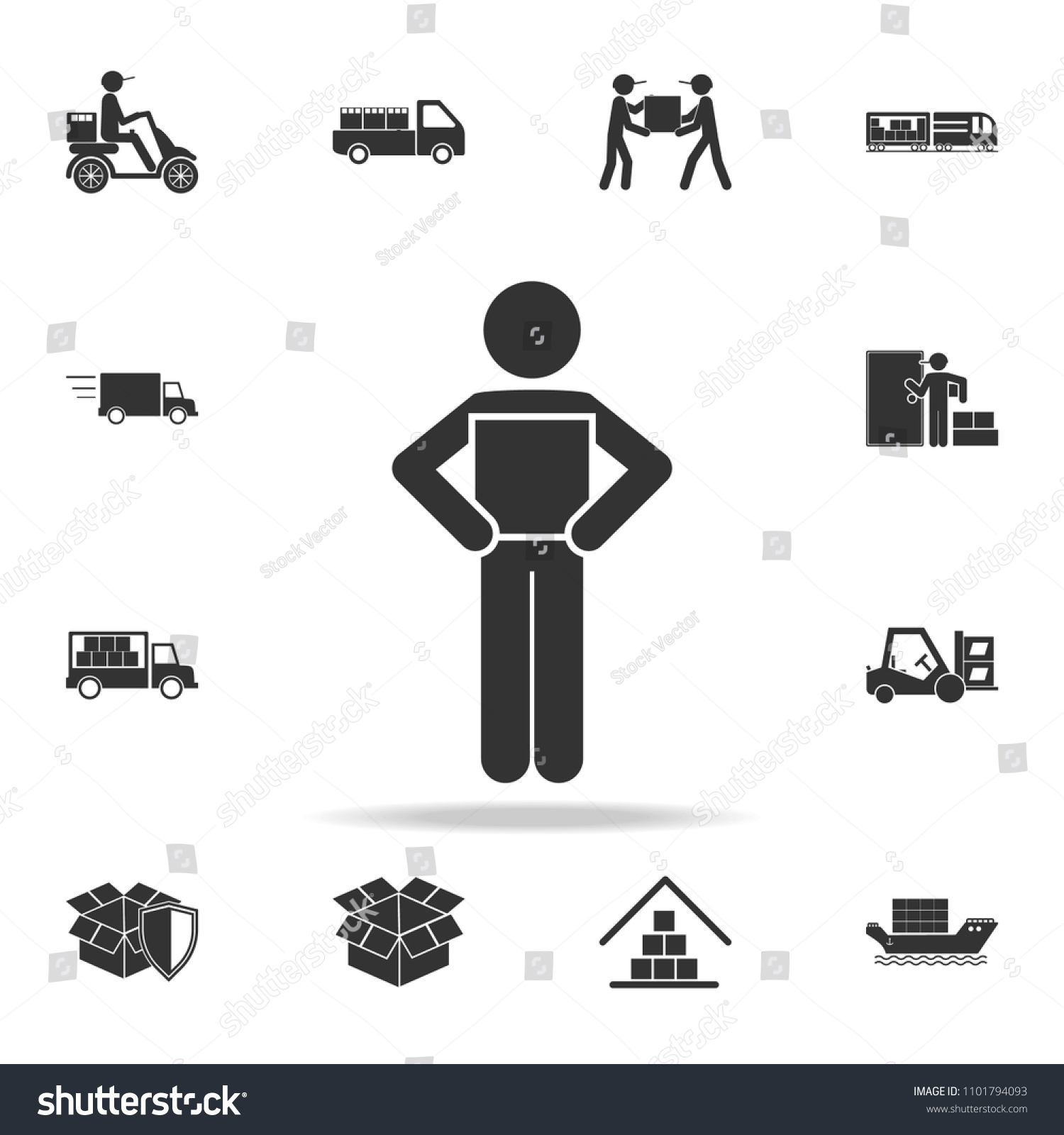 Person Packing Box Icon Detailed Set Stock Vector Royalty Free