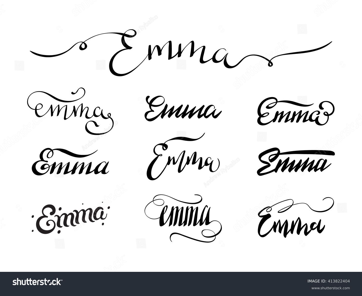 Nombre Personal Emma Conjunto De Caligrafía Vector De Stock Libre De