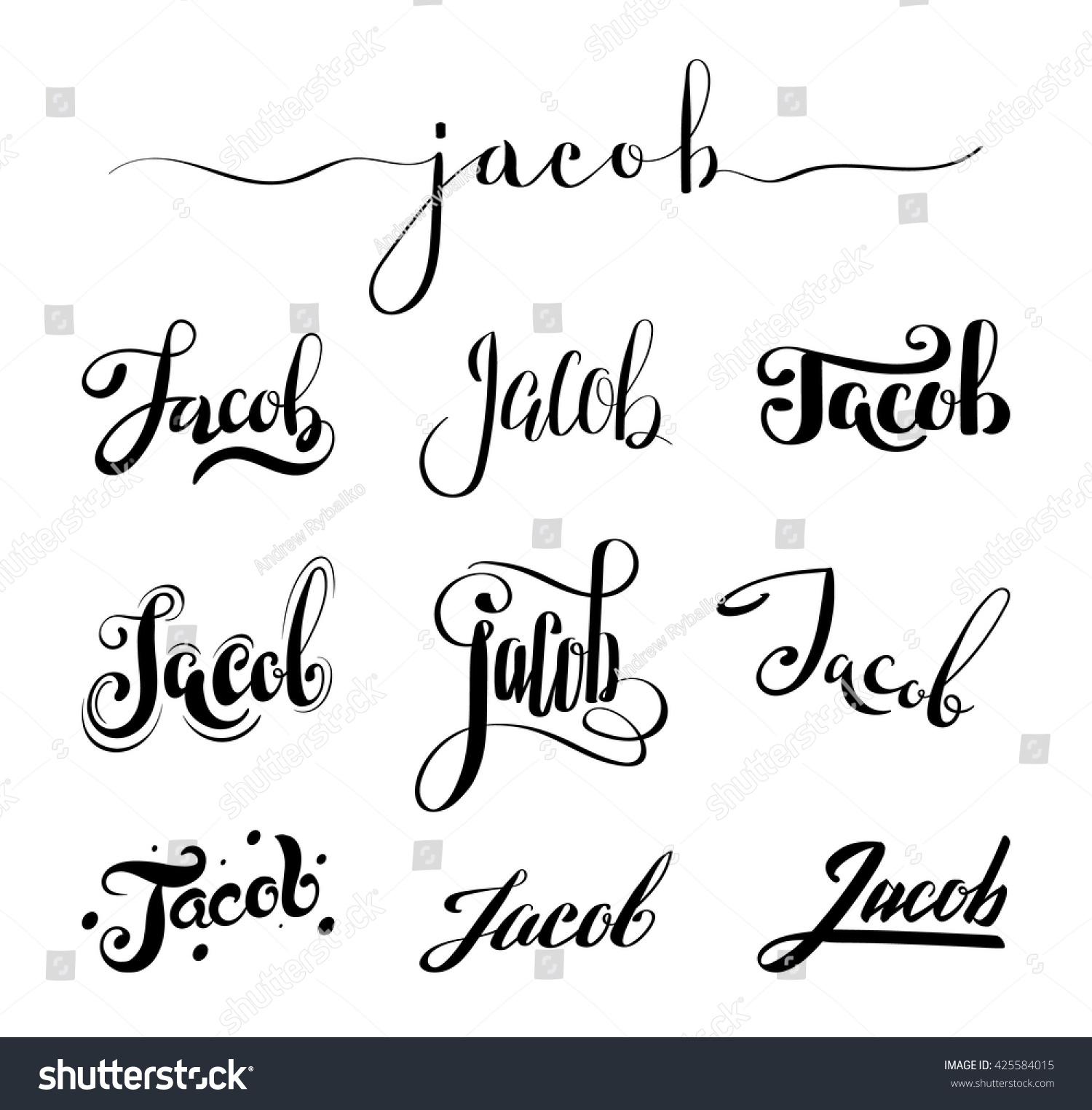 Personal Name Jacob Vector Handwritten Calligraphy Stock Vector